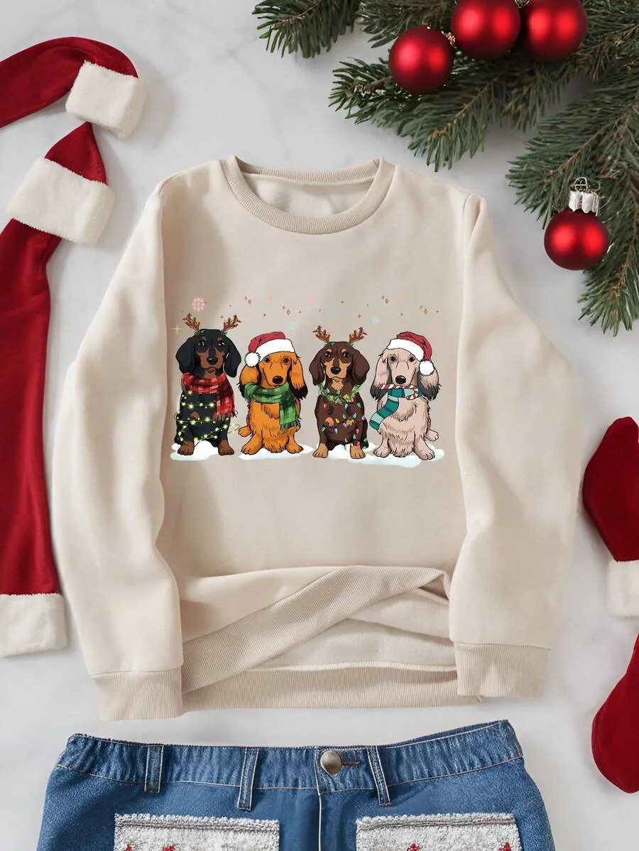 Cute Dachshund Christmas Sweatshirt, Dog Lover Shirt