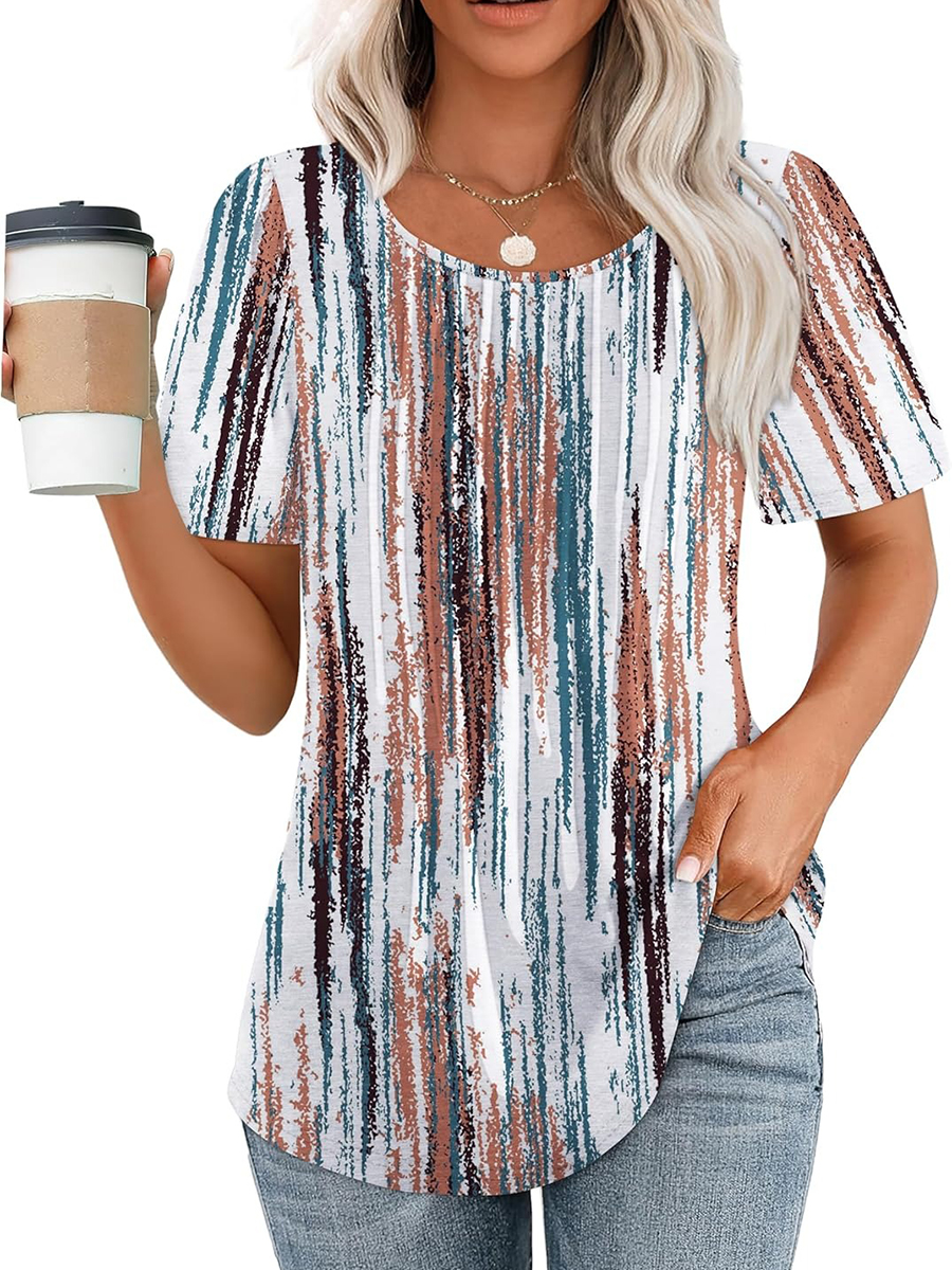 Limited time sale🔥Women Summer Pleated Short Sleeve Tunic Blouses Tops(Buy 3 Free Shipping)