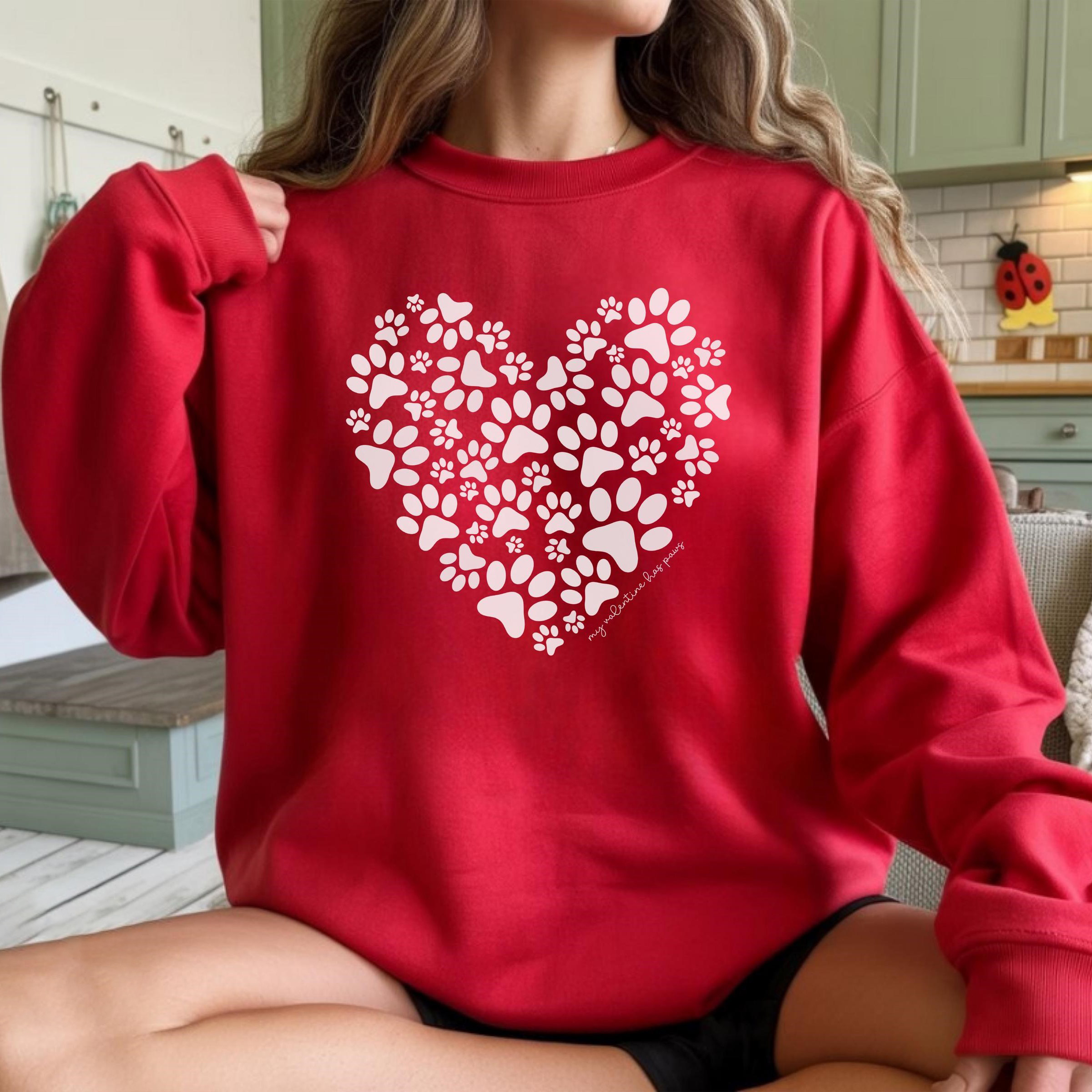 Paw-Print Heart Valentines Sweatshirt