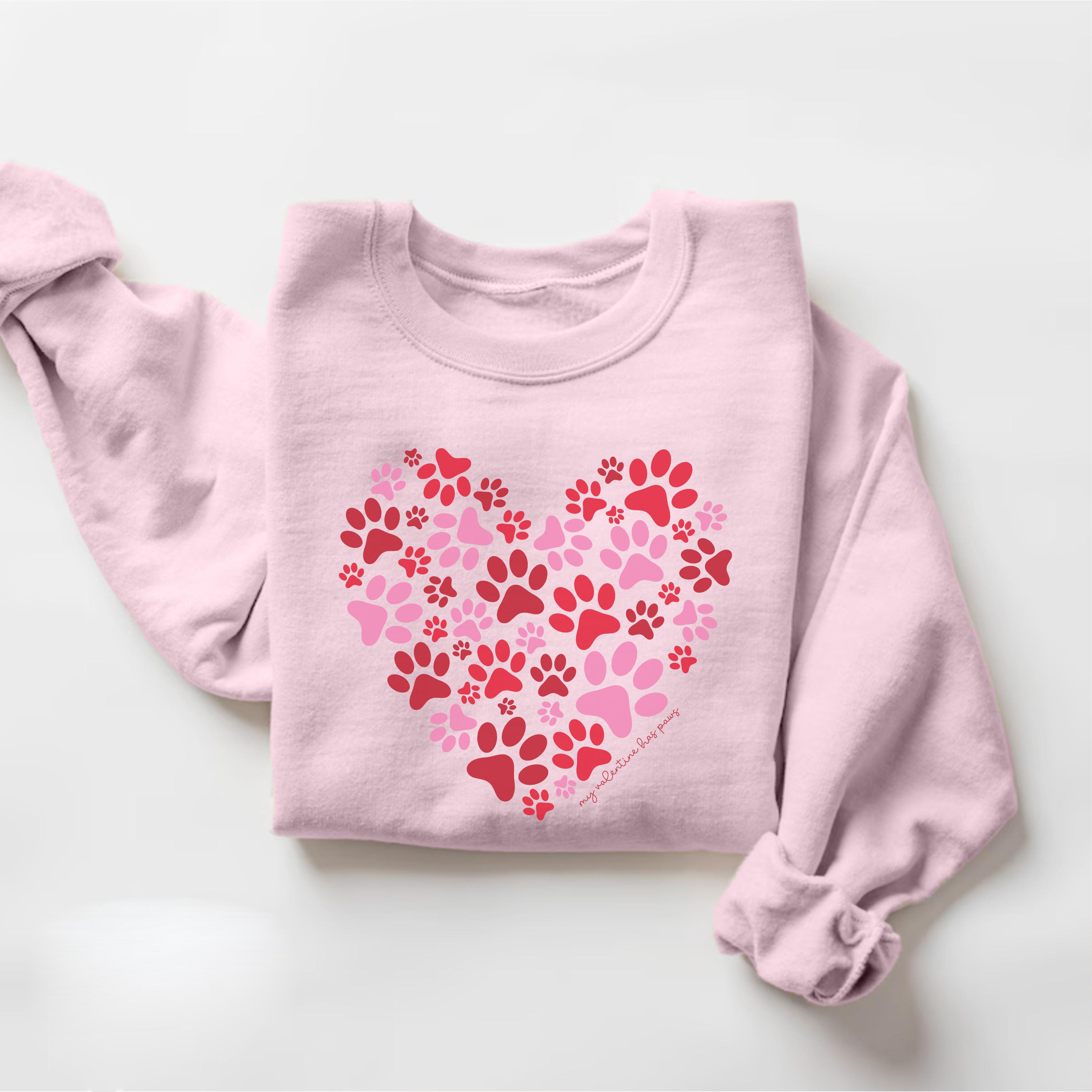 Paw-Print Heart Valentines Sweatshirt