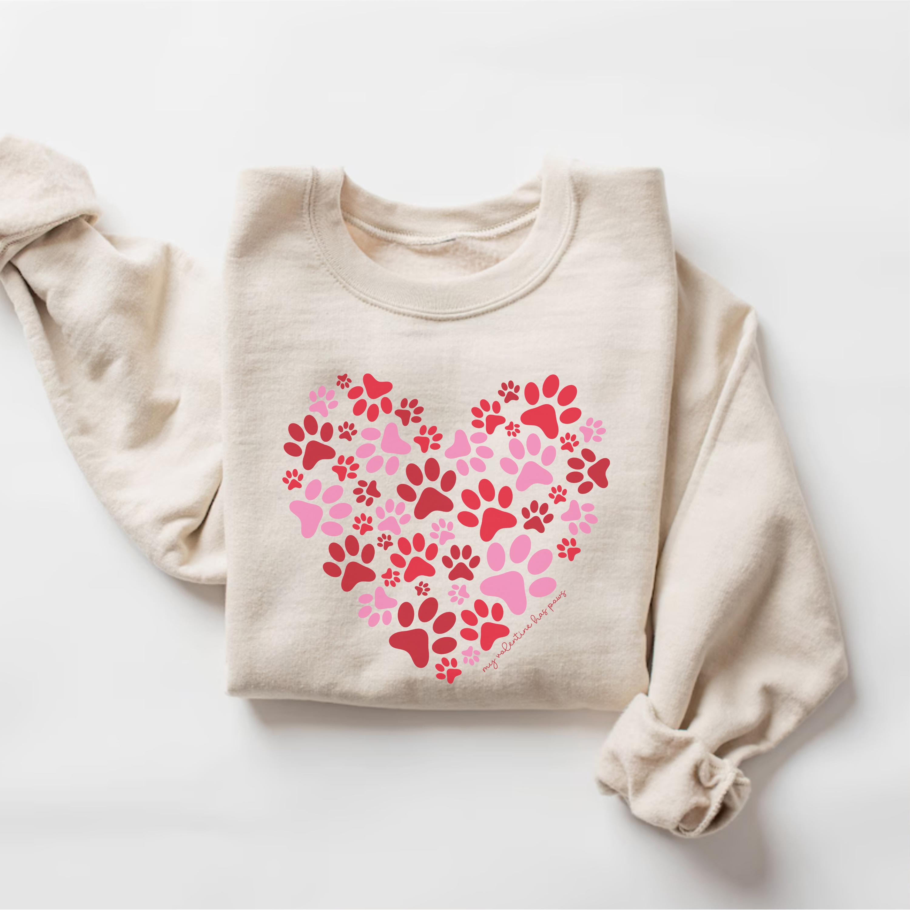 Paw-Print Heart Valentines Sweatshirt