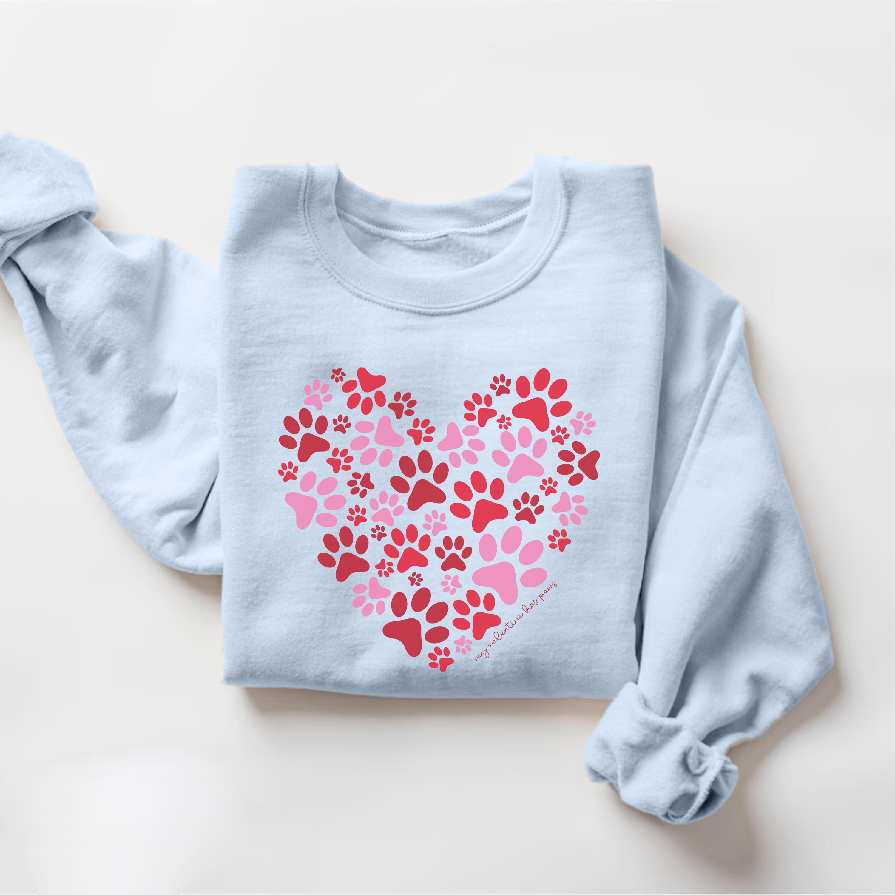 Paw-Print Heart Valentines Sweatshirt