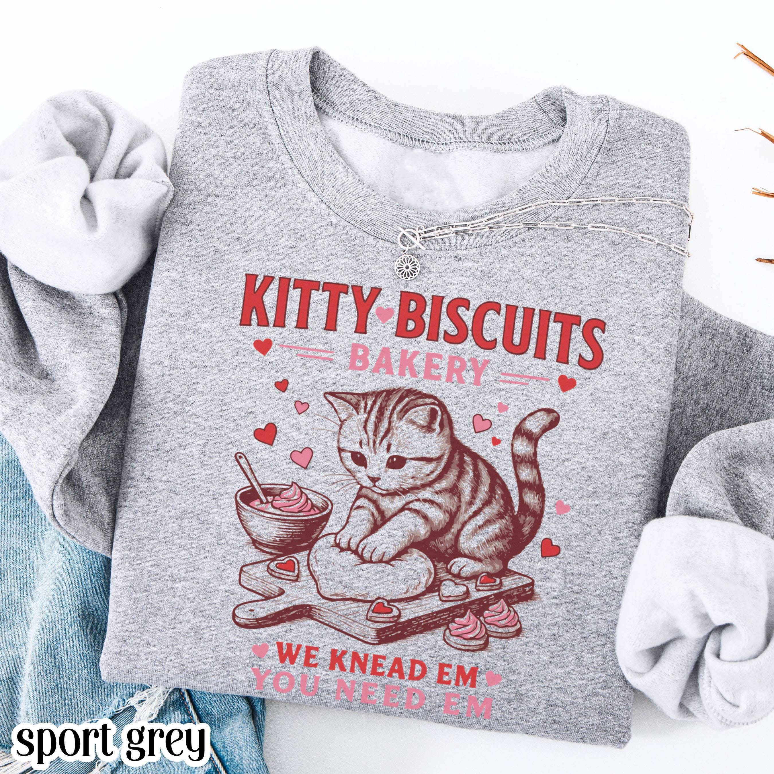 Valentines Kitty Biscuits Bakery Printed Sweatshirt