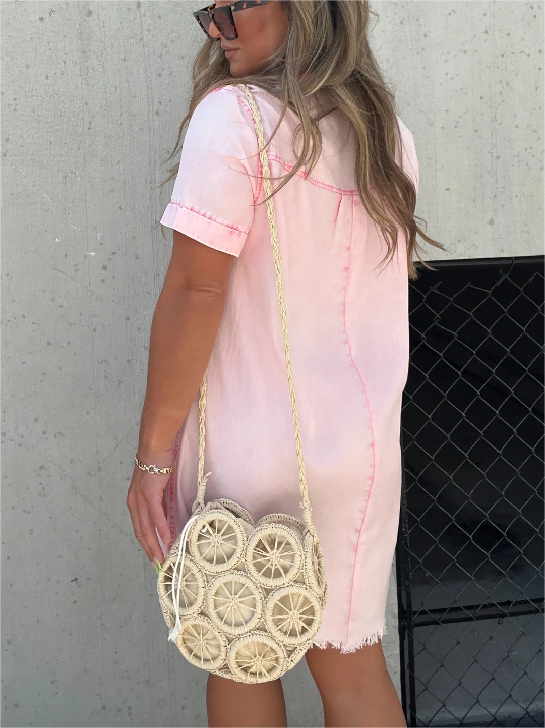 Women's Washed Shirt Dress (Buy 2 Free Shipping)-Pink Laura