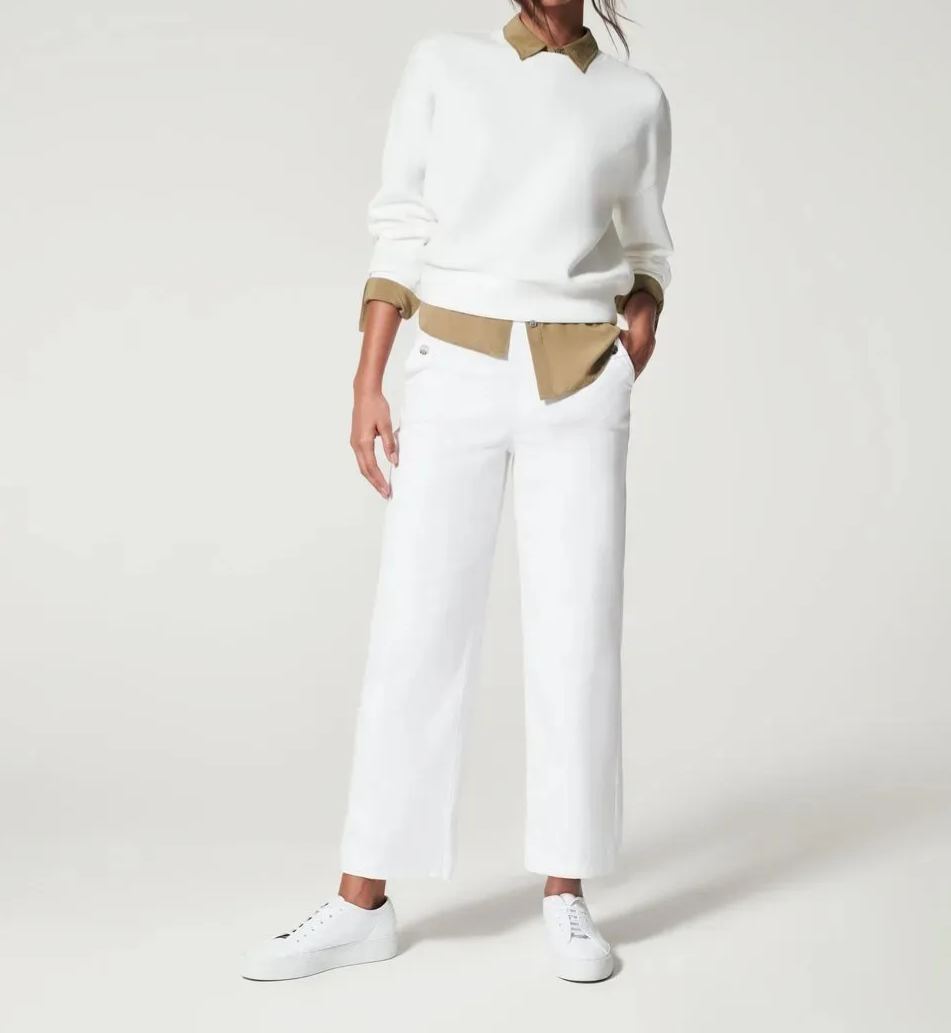 Stretch Twill Cropped Wide Leg Pant -Pink Laura