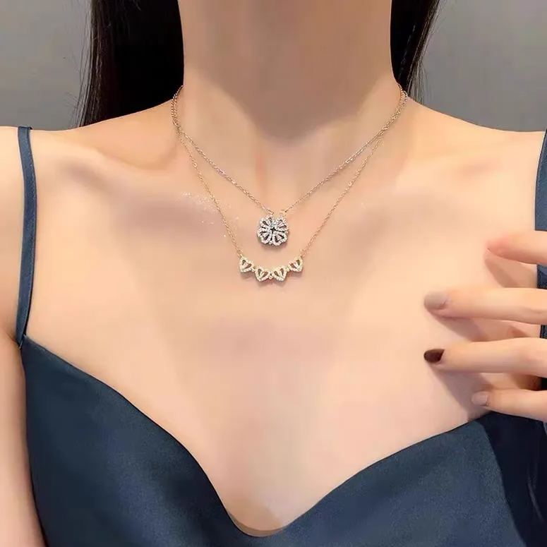 🎄Christmas Hot Sale🎁Four Leaf Heart Shape Lucky Necklace