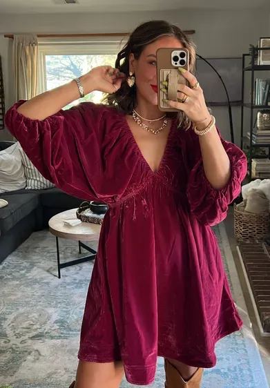 Christmas Sale 80% OFF ✨Women's V Neck Velvet Dress(Buy 2 Free Shipping)