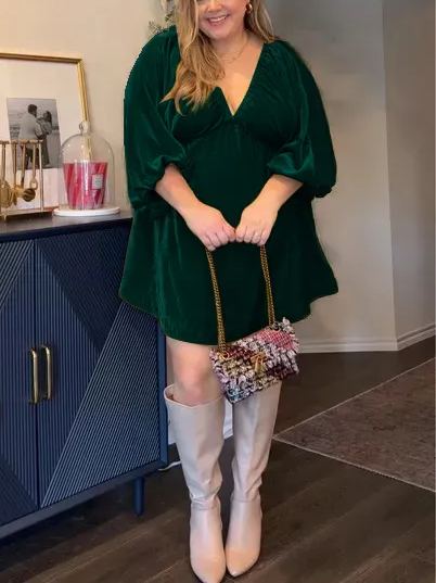 Christmas Sale 80% OFF ✨Women's V Neck Velvet Dress(Buy 2 Free Shipping)