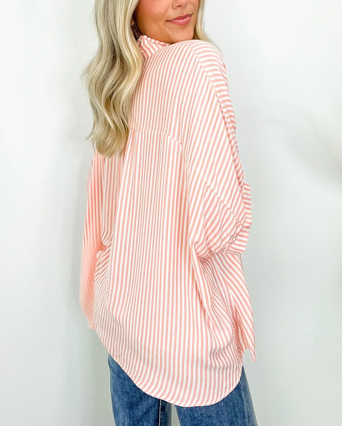 JoJo Striped Button Down Relaxed Top