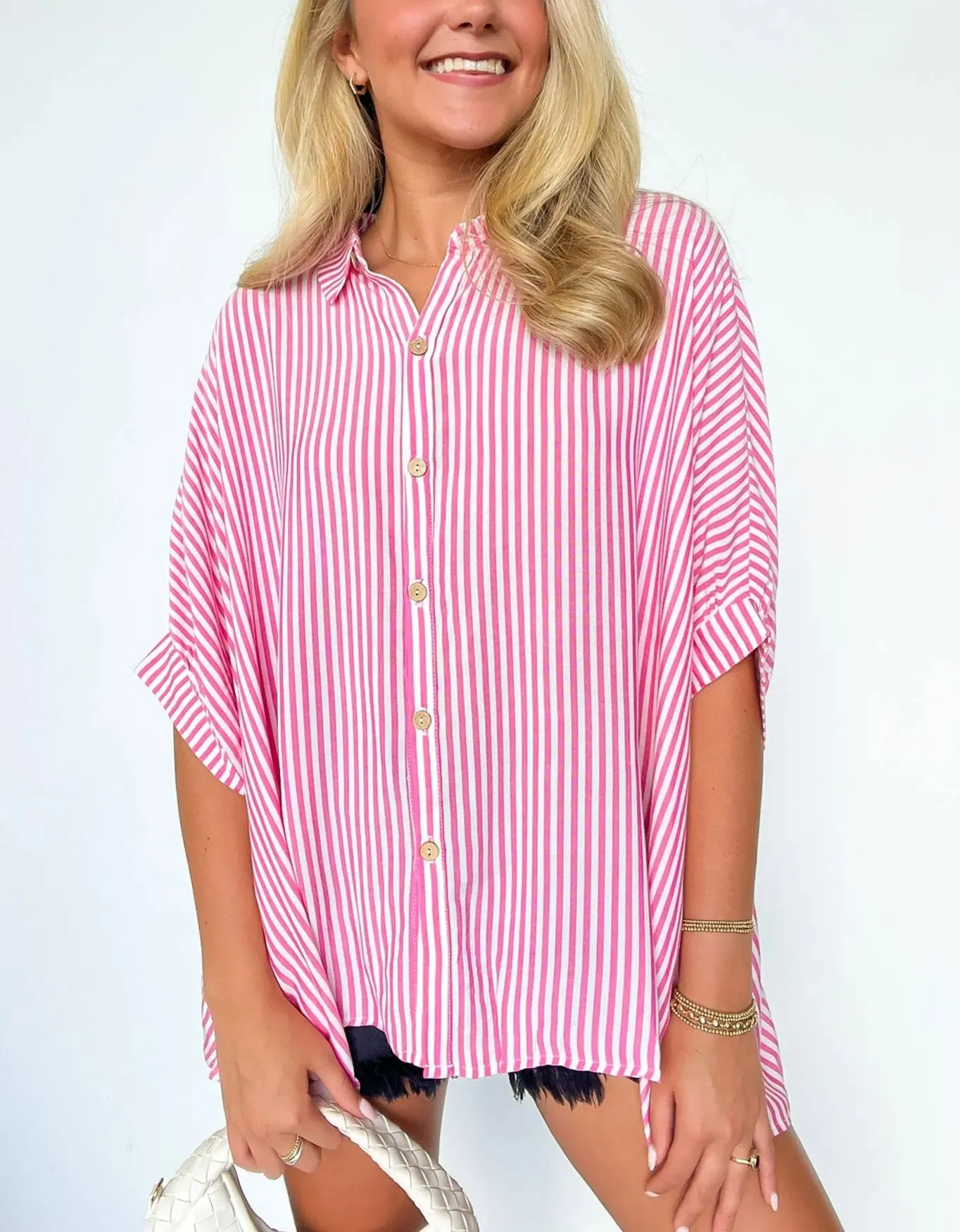Oversized Striped Loose Button-down Shirt✨Buy 2 Free Shipping