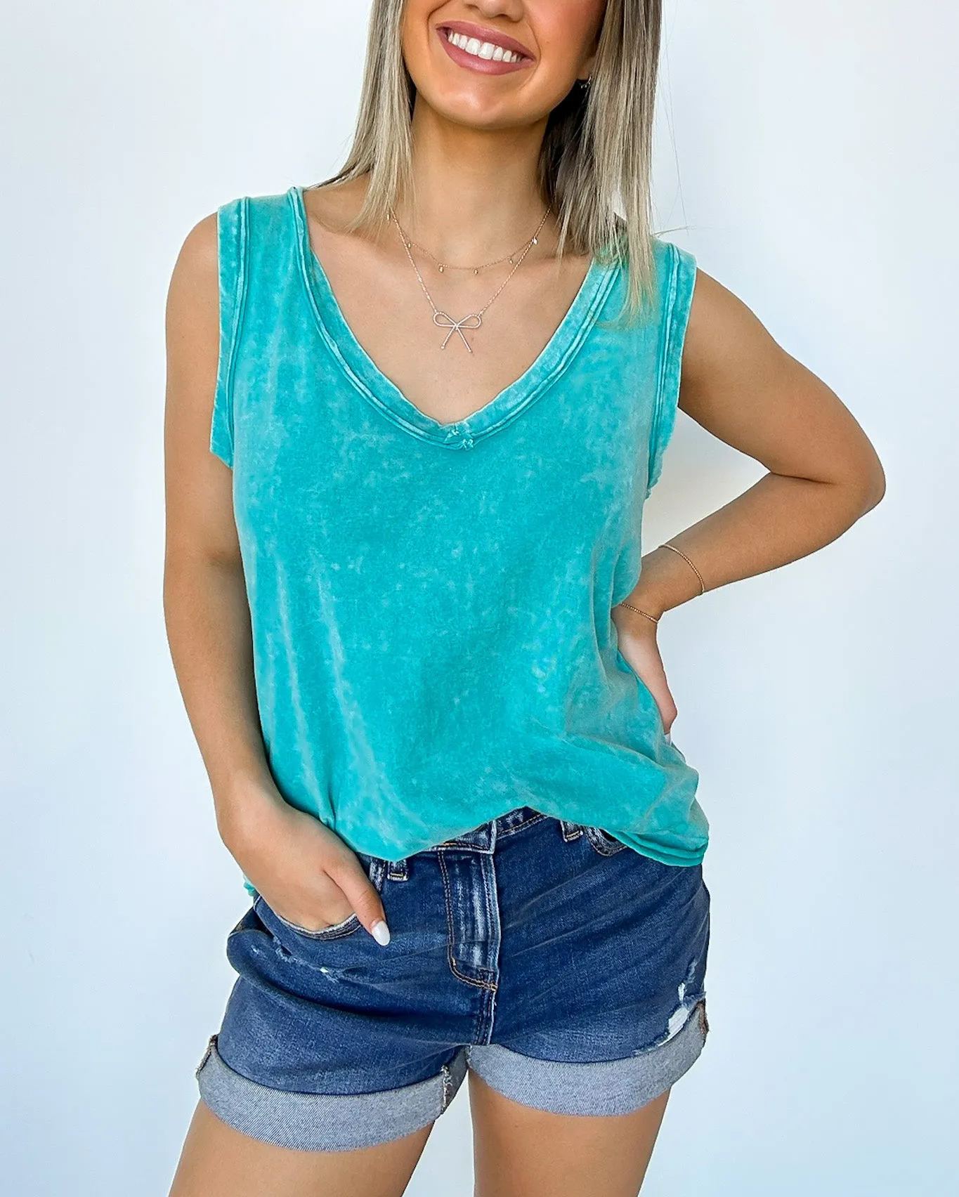 Mineral Wash Flowy Tank Top