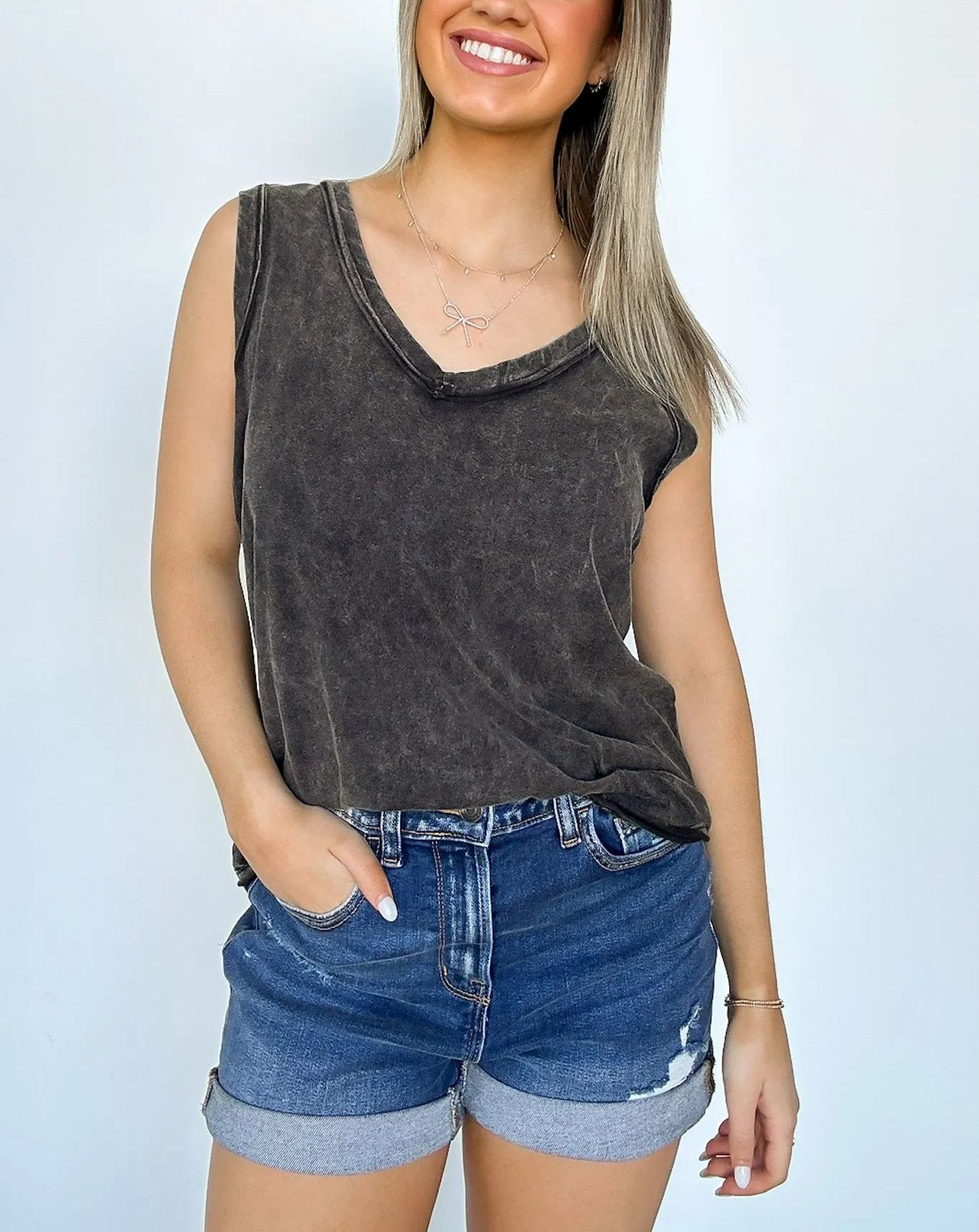Mineral Wash Flowy Tank Top