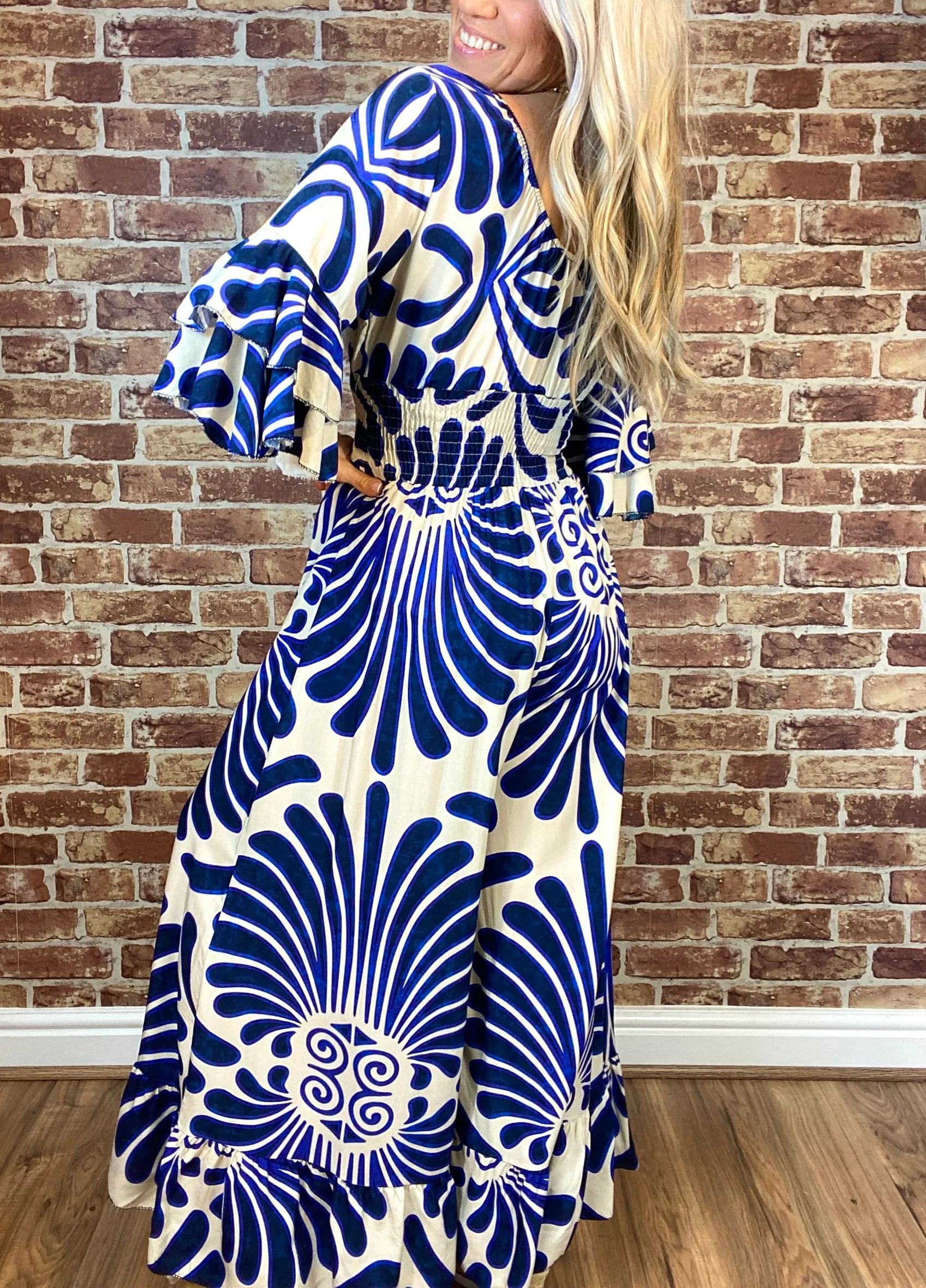 Vintage Floral Ruffle Sleeve Jumpsuit