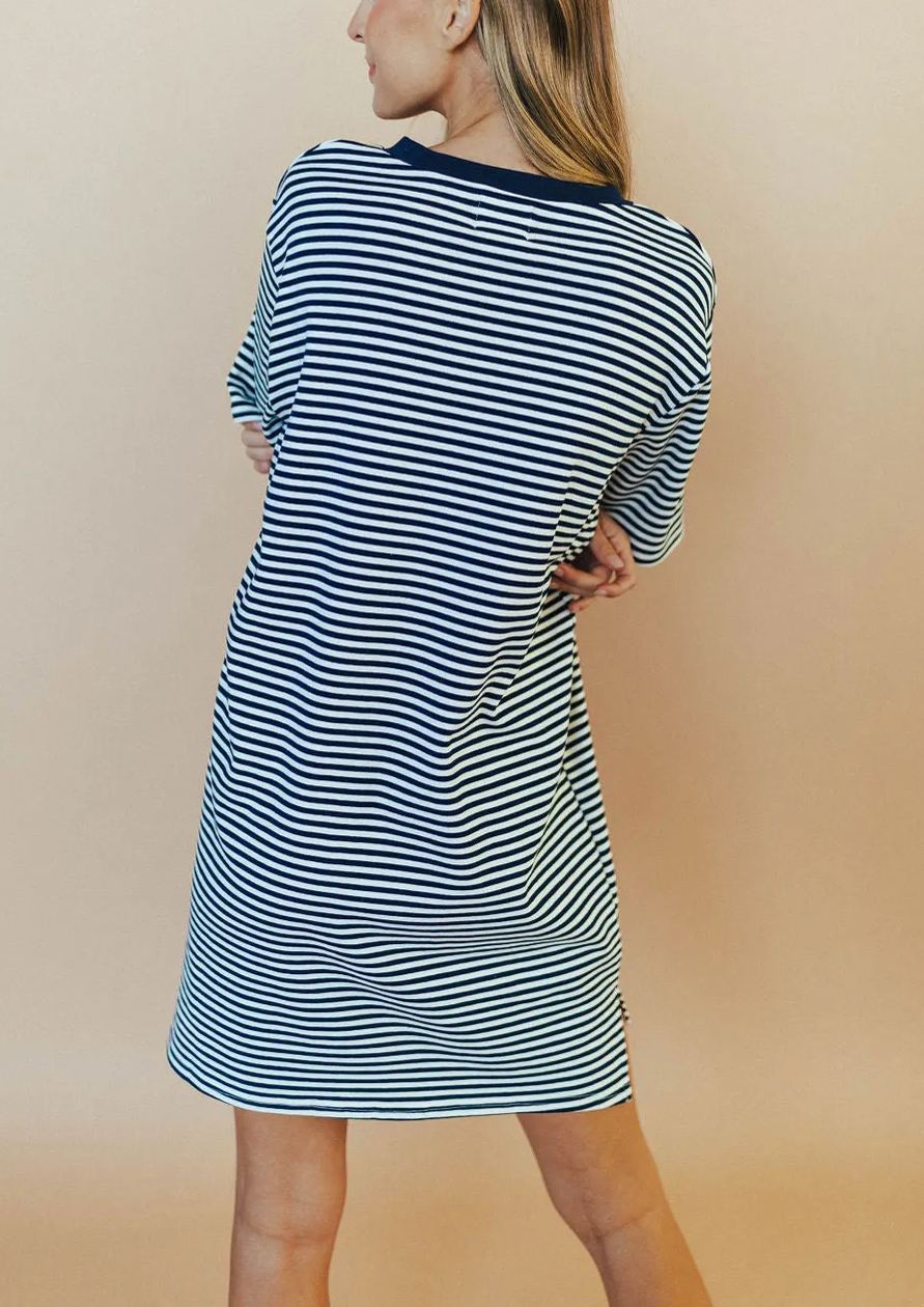 2024 Round Neck Cotton Striped Dress