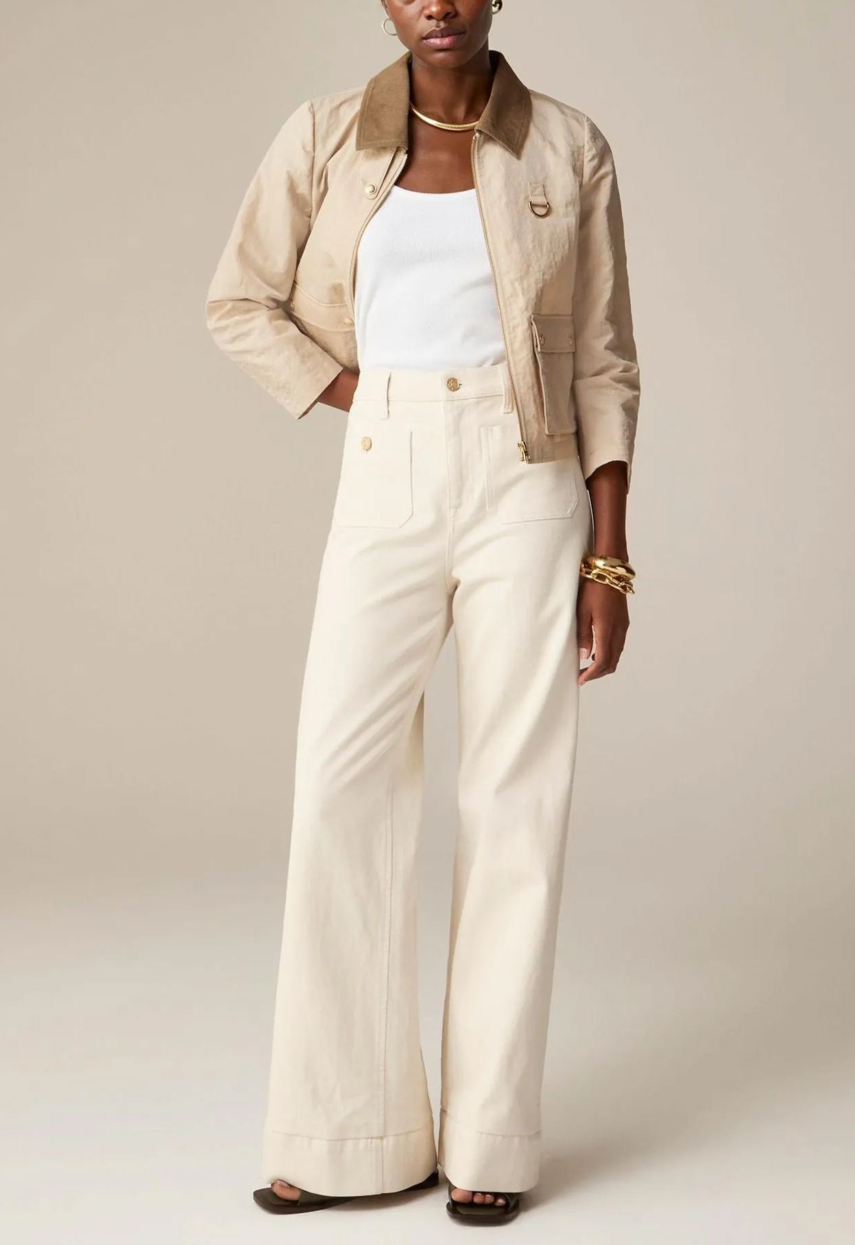 Women's Tummy Control Sailor Wide Leg Trouser