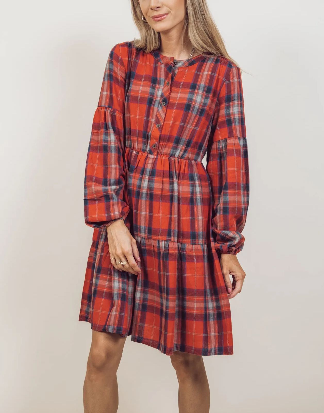 Women's Timeless Elegance Plaid Button-Down Dress