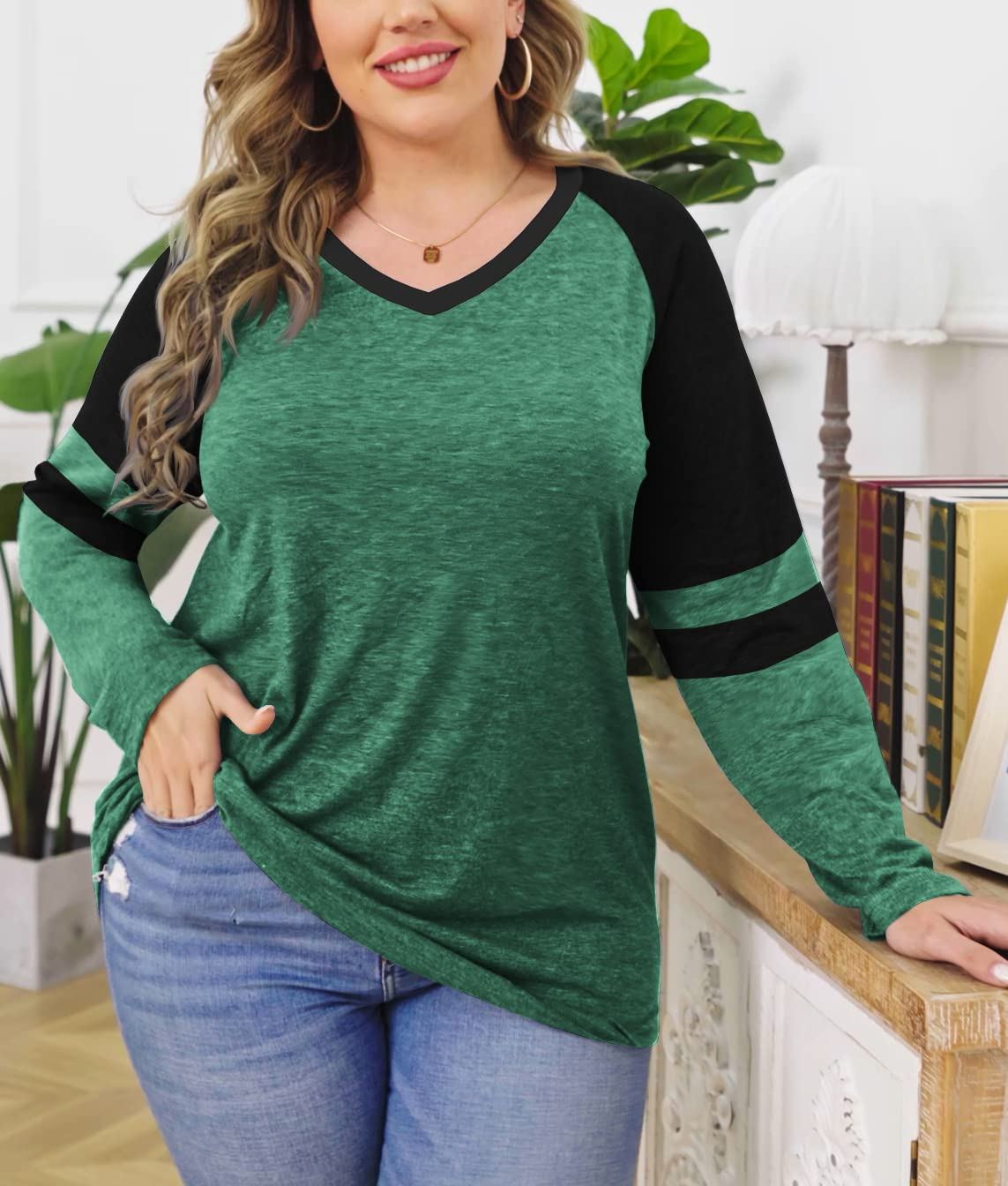 Women's Casual Striped Color Block Long Sleeve Shirts