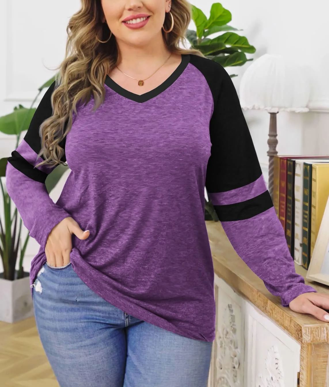 Women's Casual Striped Color Block Long Sleeve Shirts