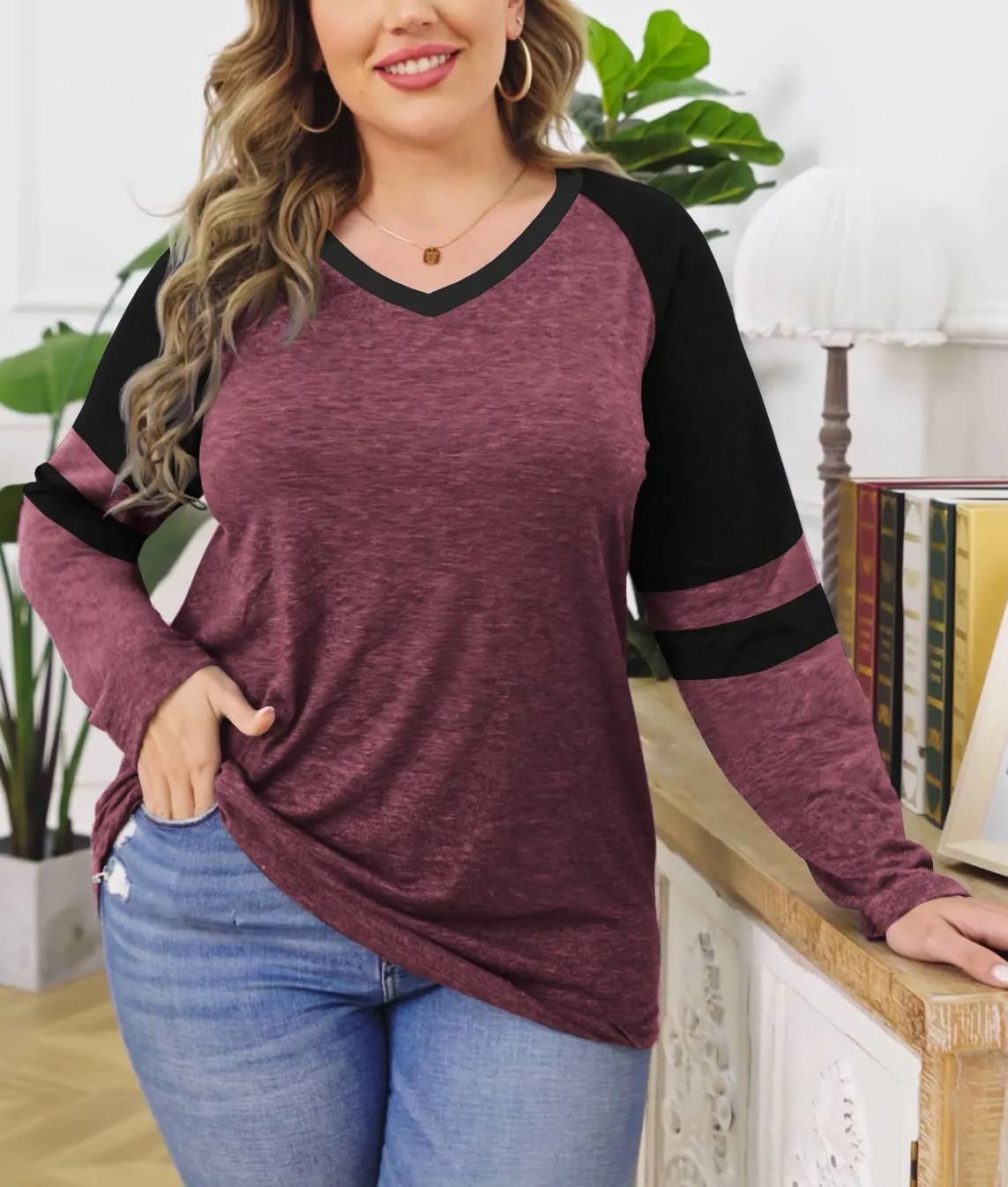 Women's Casual Striped Color Block Long Sleeve Shirts