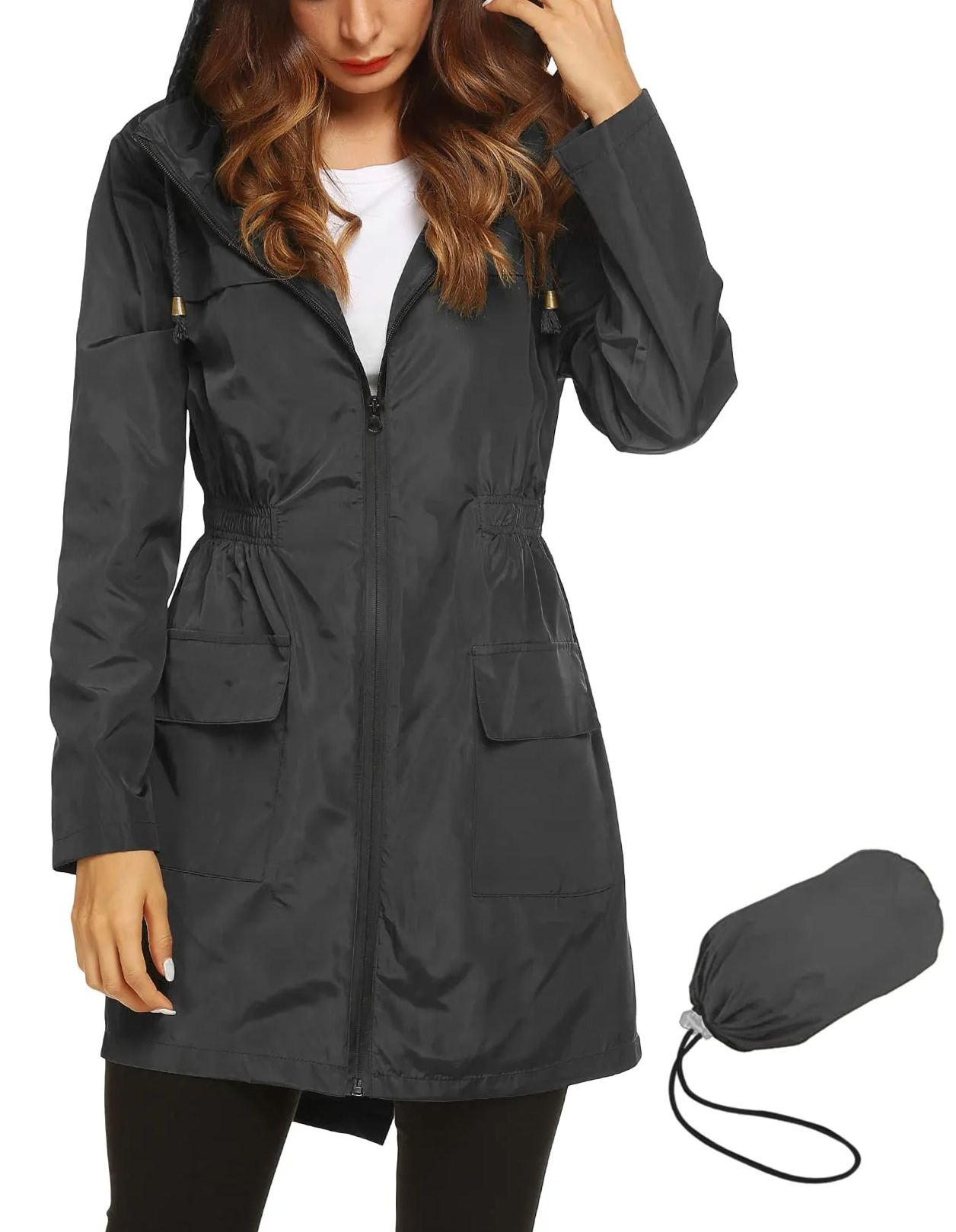 Women's Waterproof Lightweight Rain Jacket Active Outdoor Hooded Raincoat