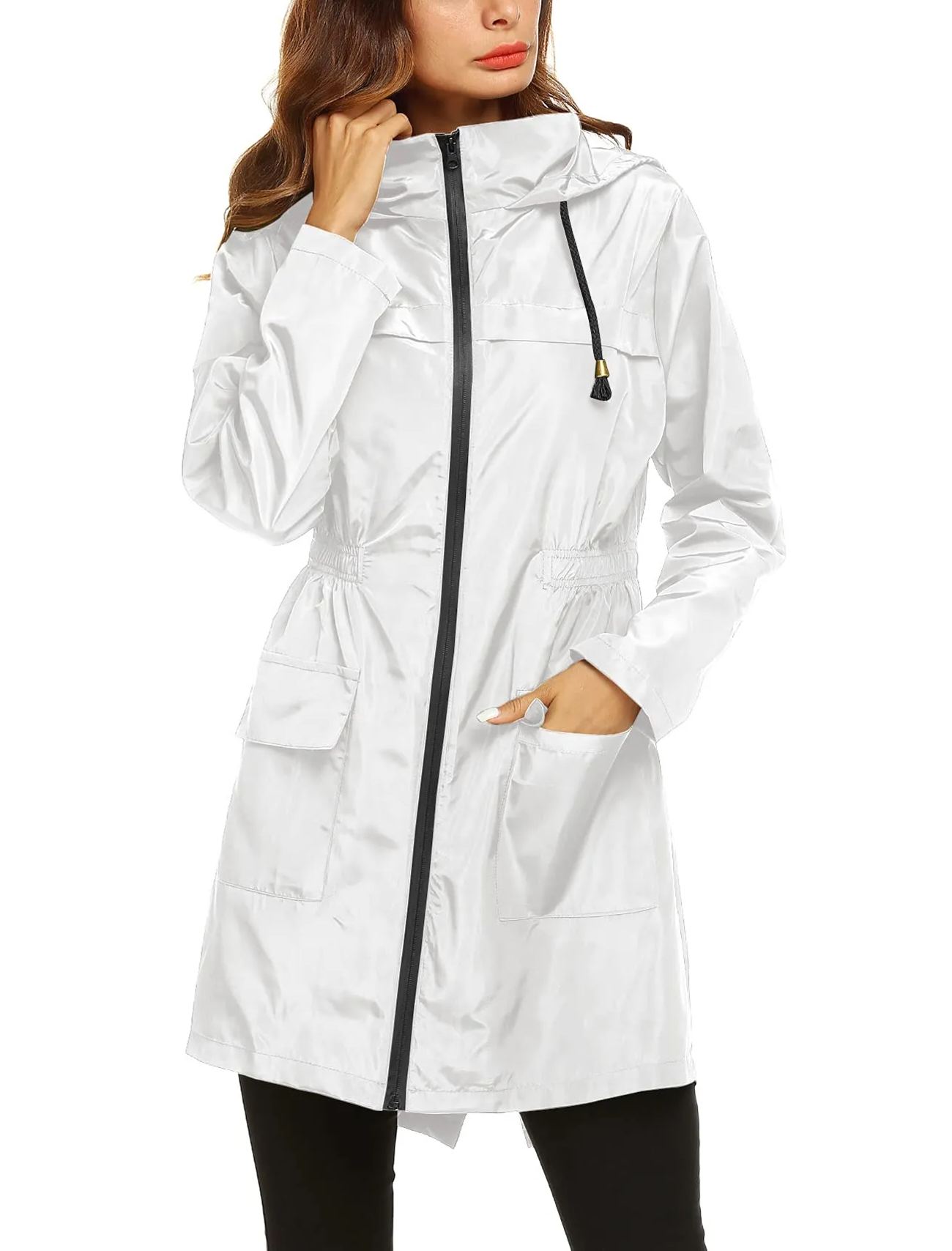 Women's Waterproof Lightweight Rain Jacket Active Outdoor Hooded Raincoat