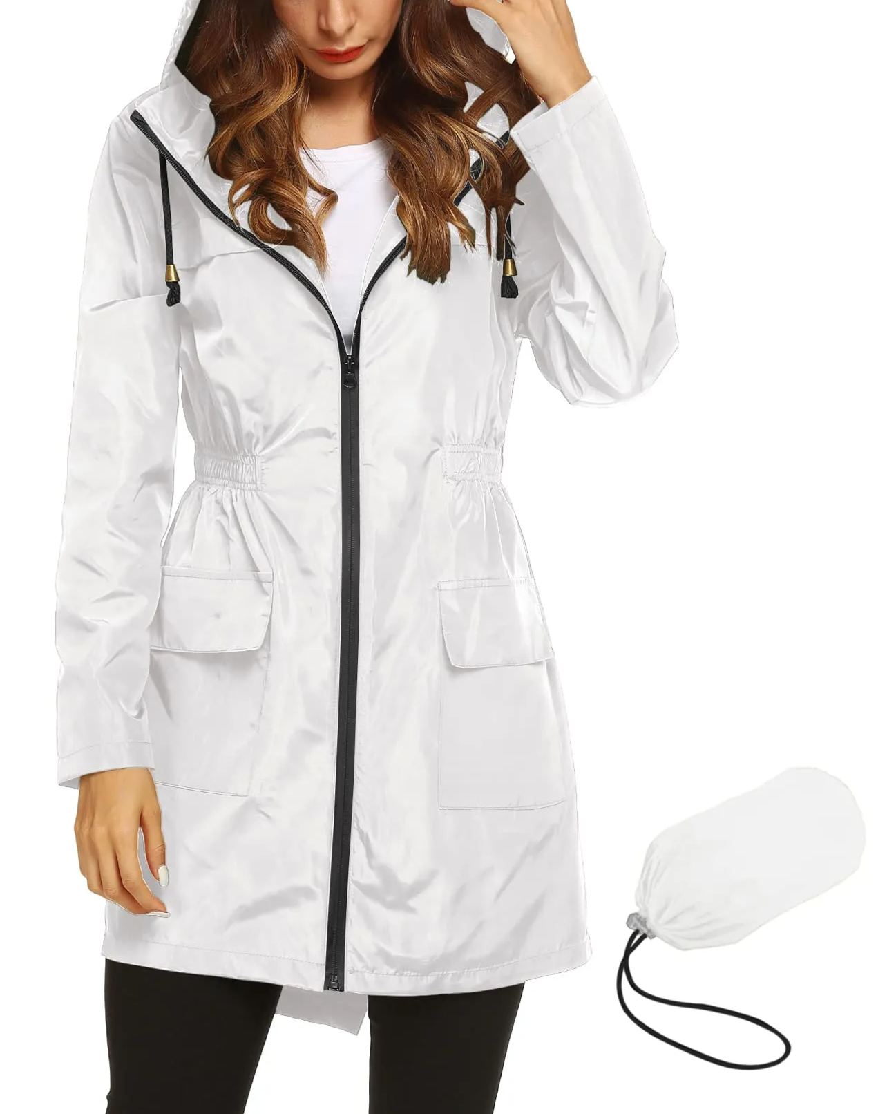 Women's Waterproof Lightweight Rain Jacket Active Outdoor Hooded Raincoat