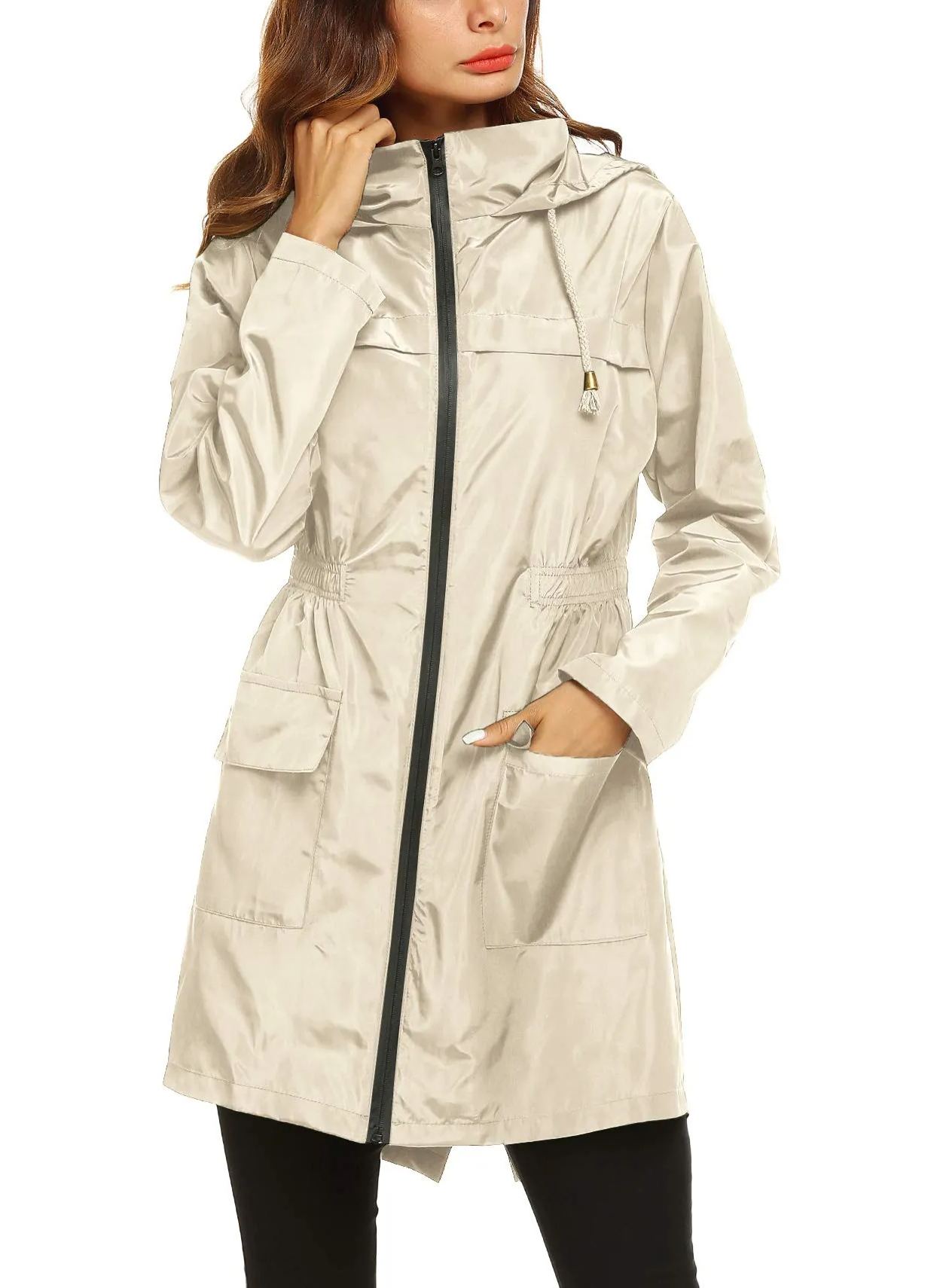 Women's Waterproof Lightweight Rain Jacket Active Outdoor Hooded Raincoat