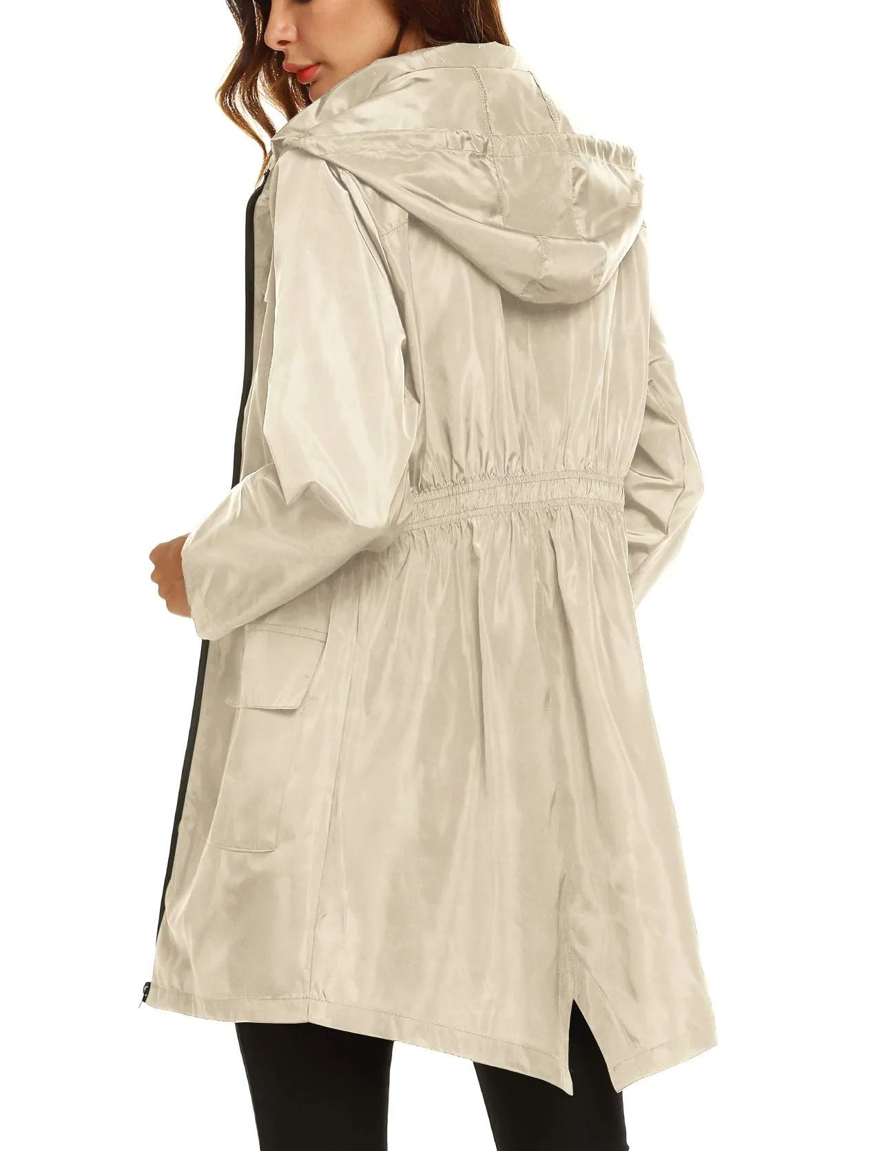 Women's Waterproof Lightweight Rain Jacket Active Outdoor Hooded Raincoat