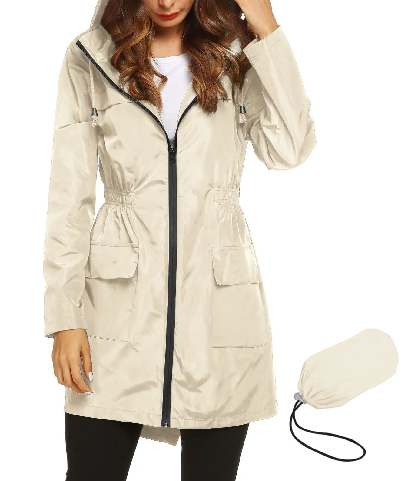 Women's Waterproof Lightweight Rain Jacket Active Outdoor Hooded Raincoat