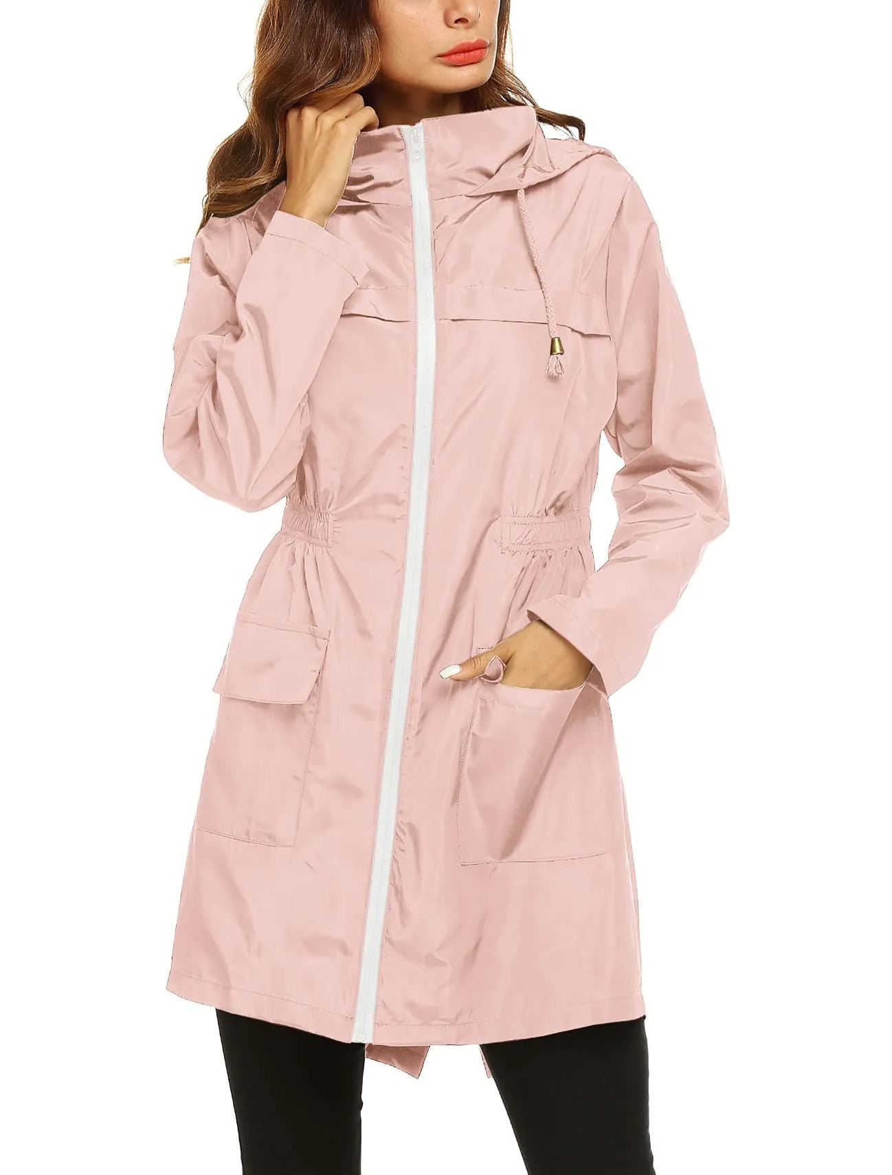 Women's Waterproof Lightweight Rain Jacket Active Outdoor Hooded Raincoat