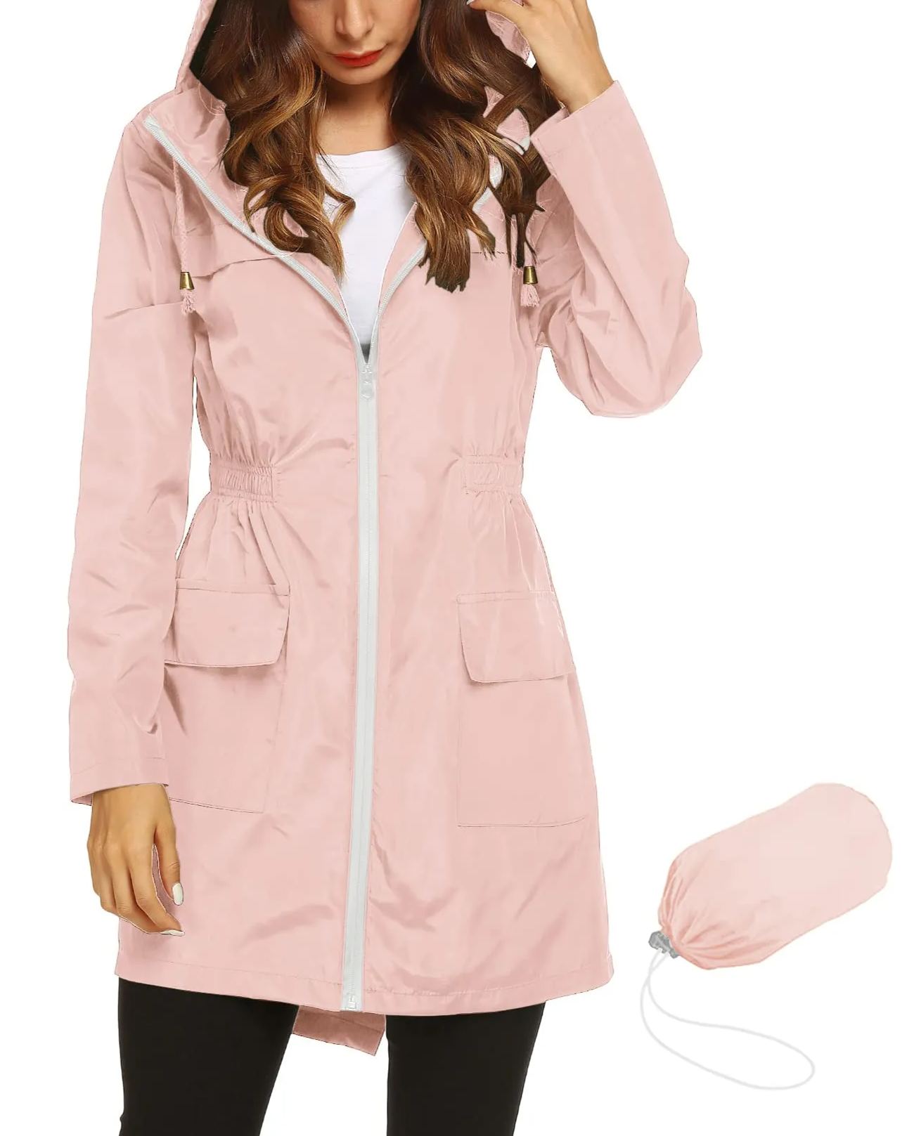 Women's Waterproof Lightweight Rain Jacket Active Outdoor Hooded Raincoat
