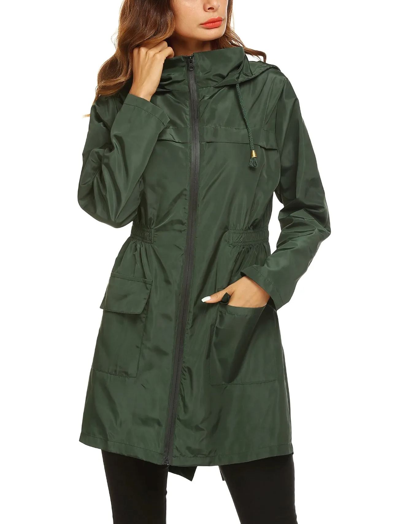 Women's Waterproof Lightweight Rain Jacket Active Outdoor Hooded Raincoat