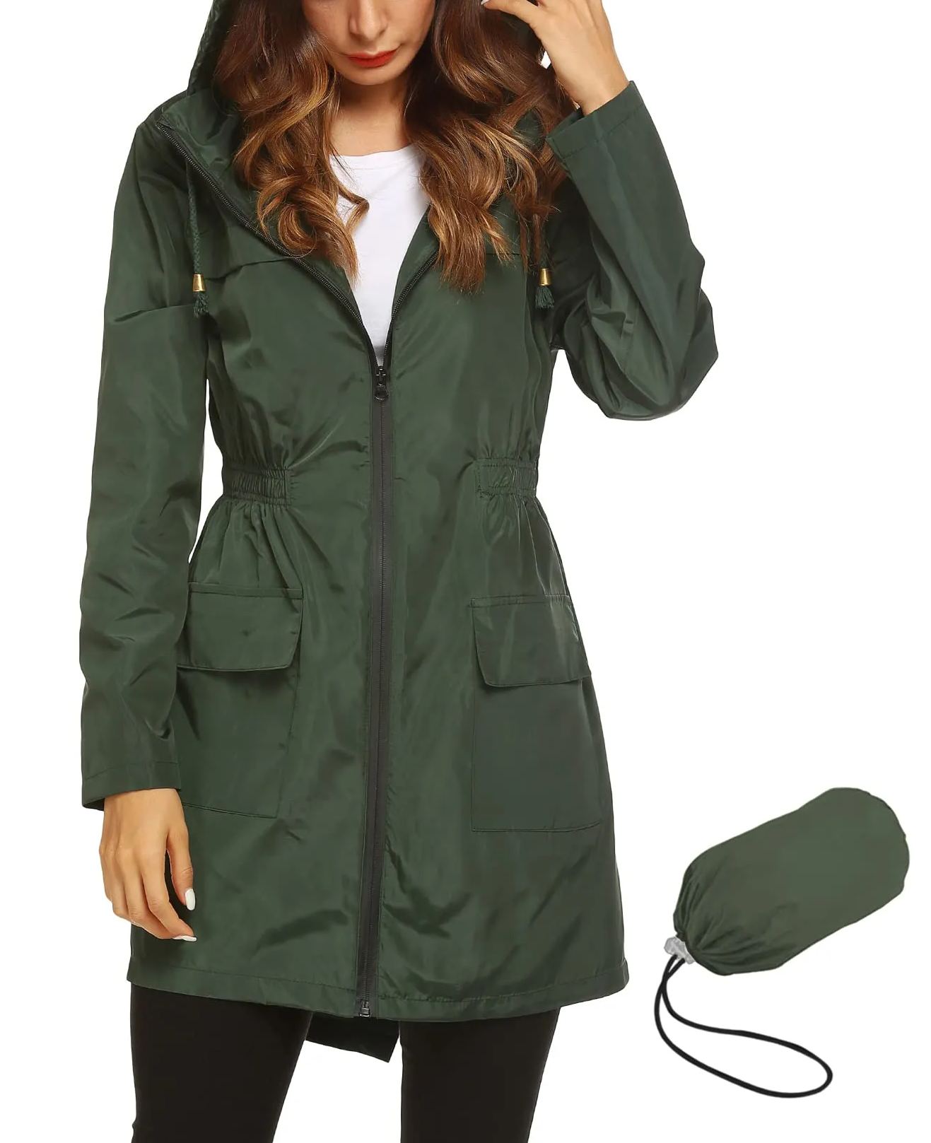 Women's Waterproof Lightweight Rain Jacket Active Outdoor Hooded Raincoat