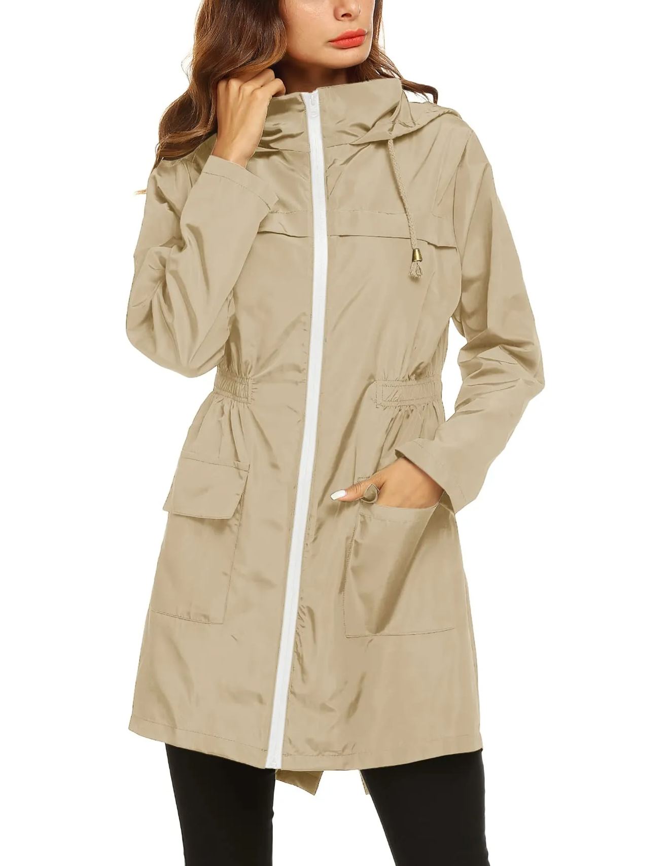 Women's Waterproof Lightweight Rain Jacket Active Outdoor Hooded Raincoat