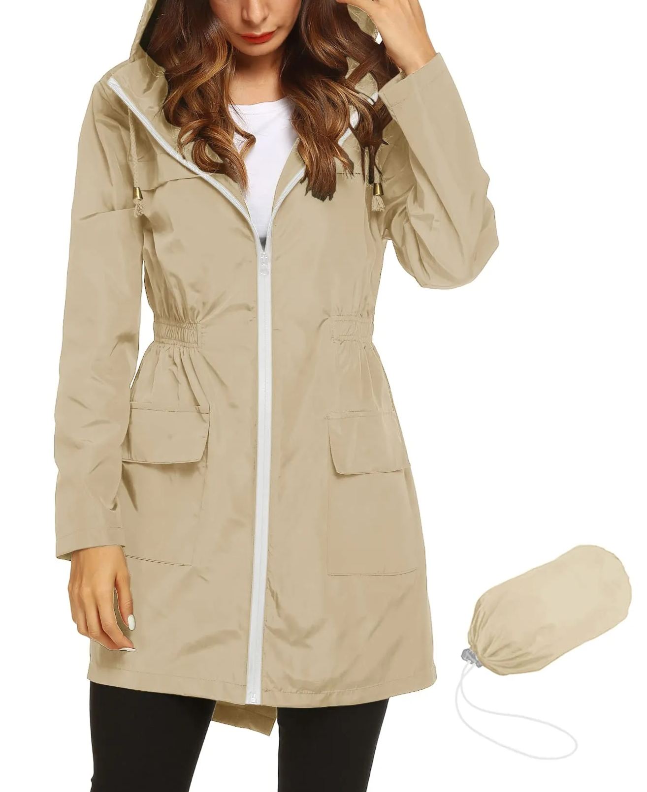 Women's Waterproof Lightweight Rain Jacket Active Outdoor Hooded Raincoat