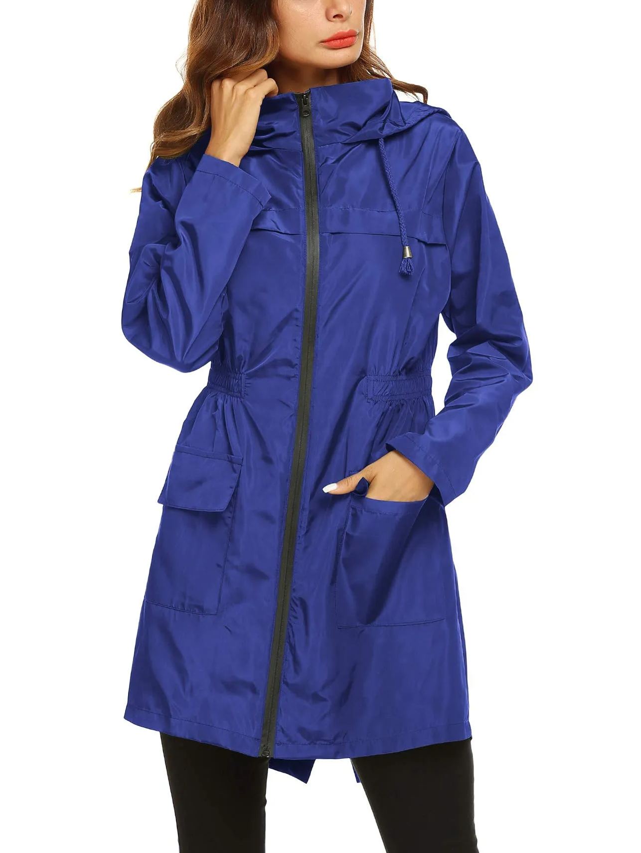 Women's Waterproof Lightweight Rain Jacket Active Outdoor Hooded Raincoat