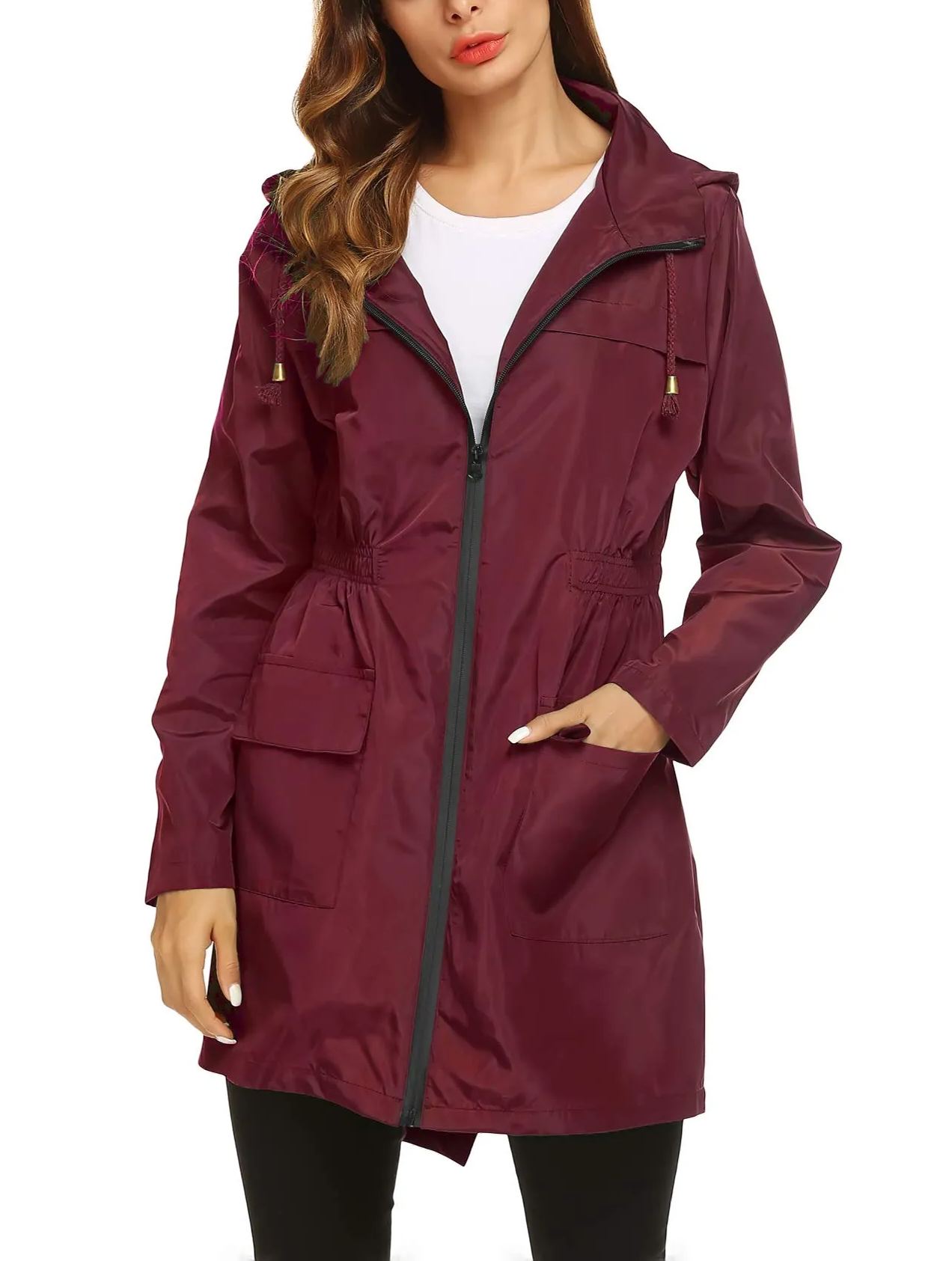 Women's Waterproof Lightweight Rain Jacket Active Outdoor Hooded Raincoat