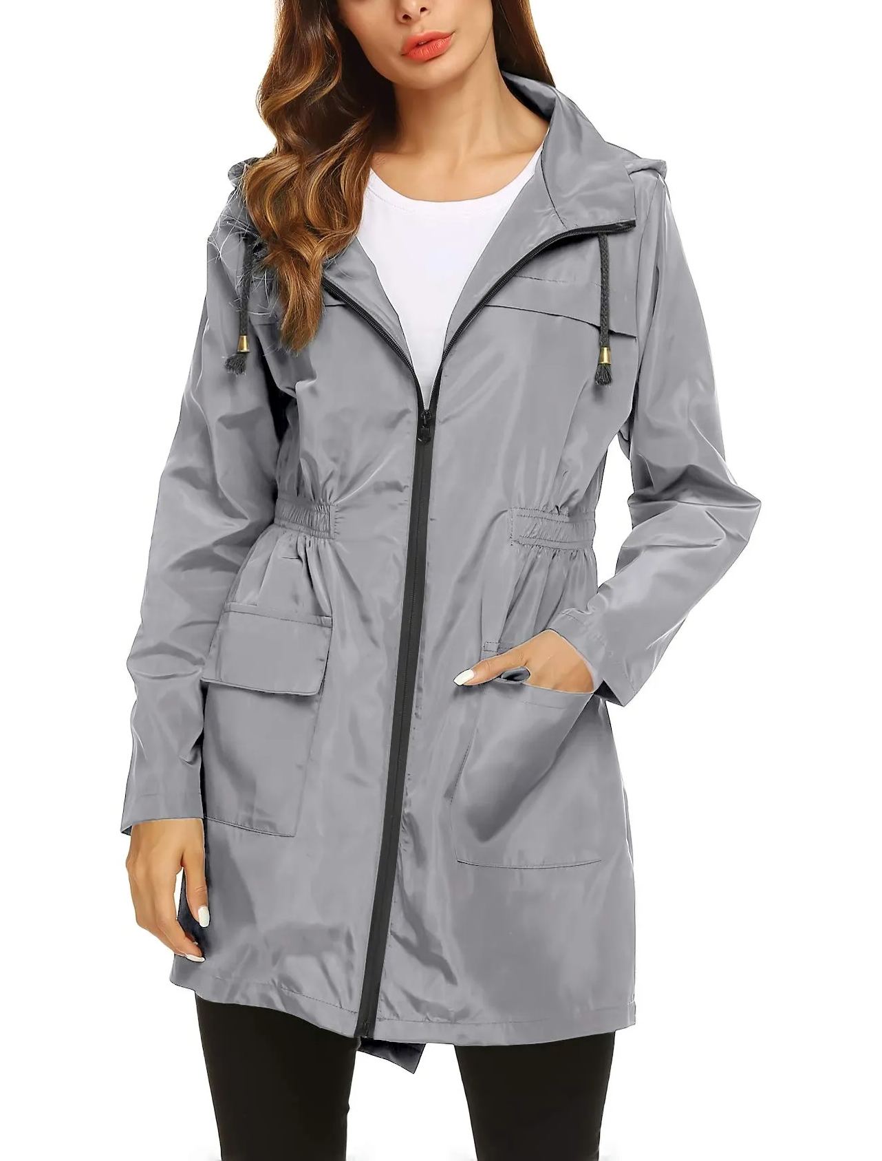 Women's Waterproof Lightweight Rain Jacket Active Outdoor Hooded Raincoat