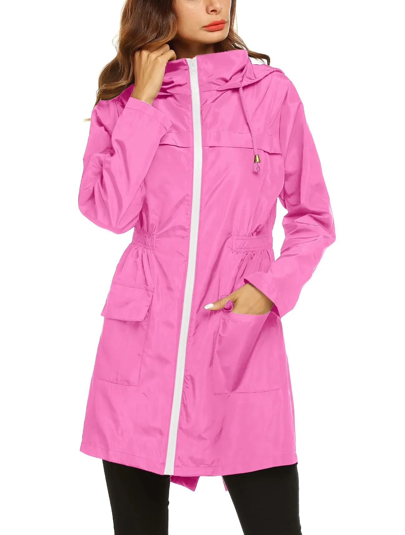 Women's Waterproof Lightweight Rain Jacket Active Outdoor Hooded Raincoat