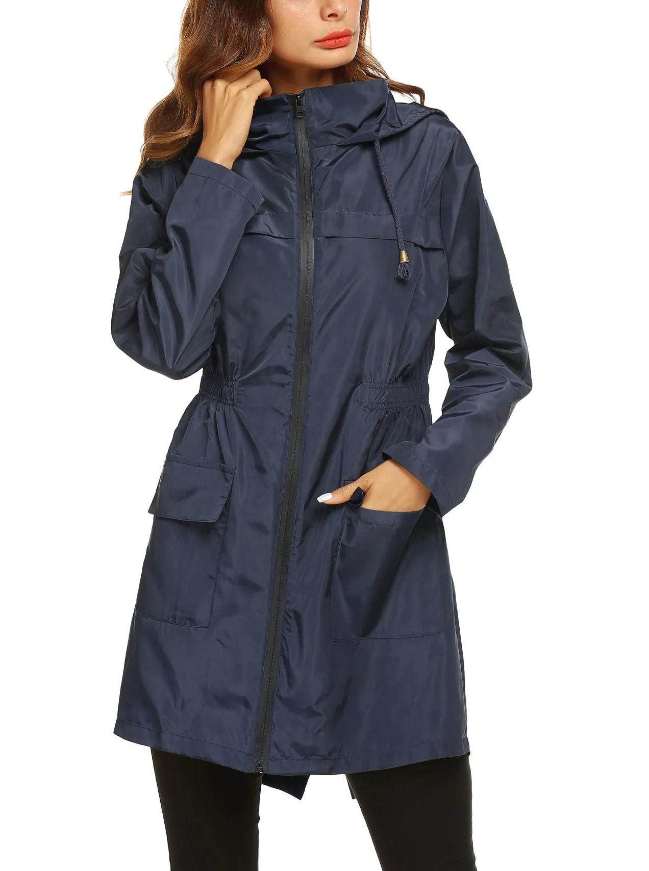 Women's Waterproof Lightweight Rain Jacket Active Outdoor Hooded Raincoat
