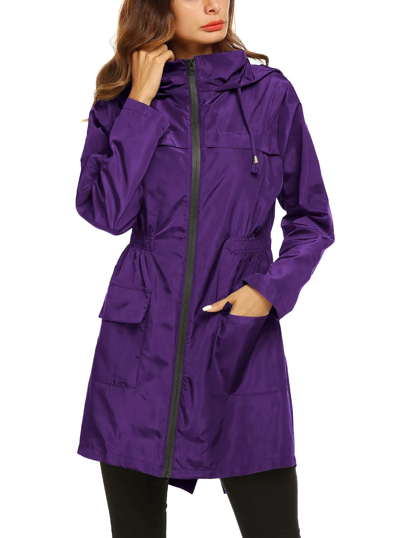 Women's Waterproof Lightweight Rain Jacket Active Outdoor Hooded Raincoat