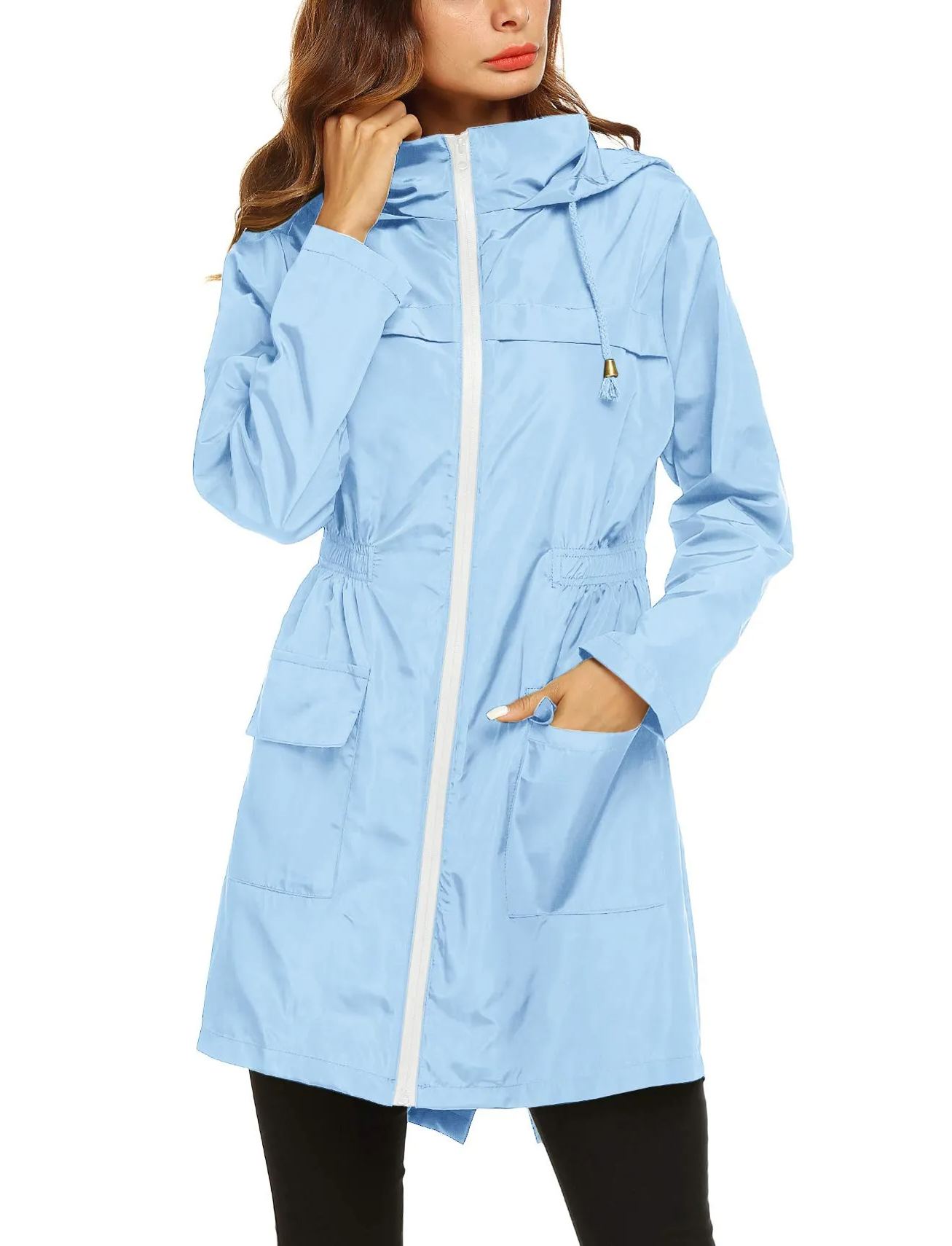 Women's Waterproof Lightweight Rain Jacket Active Outdoor Hooded Raincoat