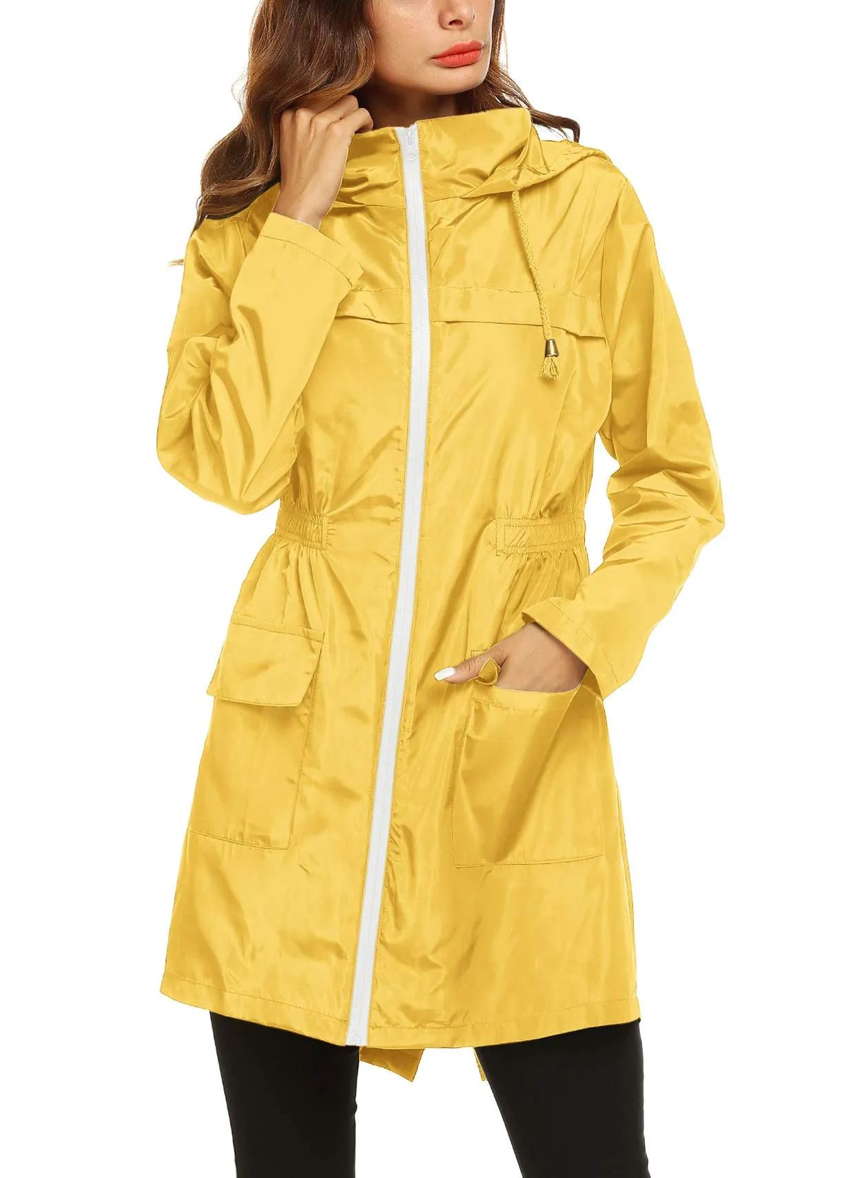 Women's Waterproof Lightweight Rain Jacket Active Outdoor Hooded Raincoat