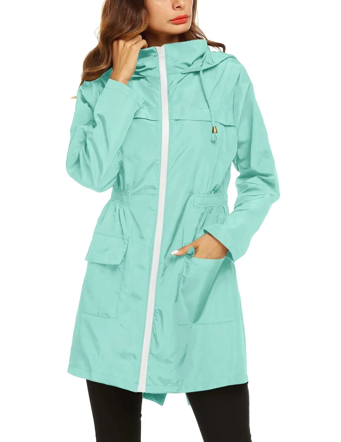 Women's Waterproof Lightweight Rain Jacket Active Outdoor Hooded Raincoat