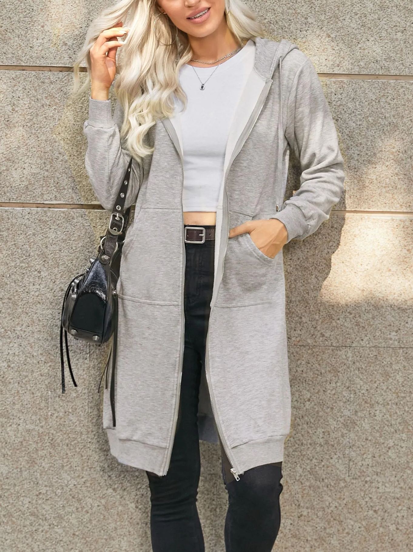 Womens Casual Zip up Fleece Hoodies Long Hoodie Jacket