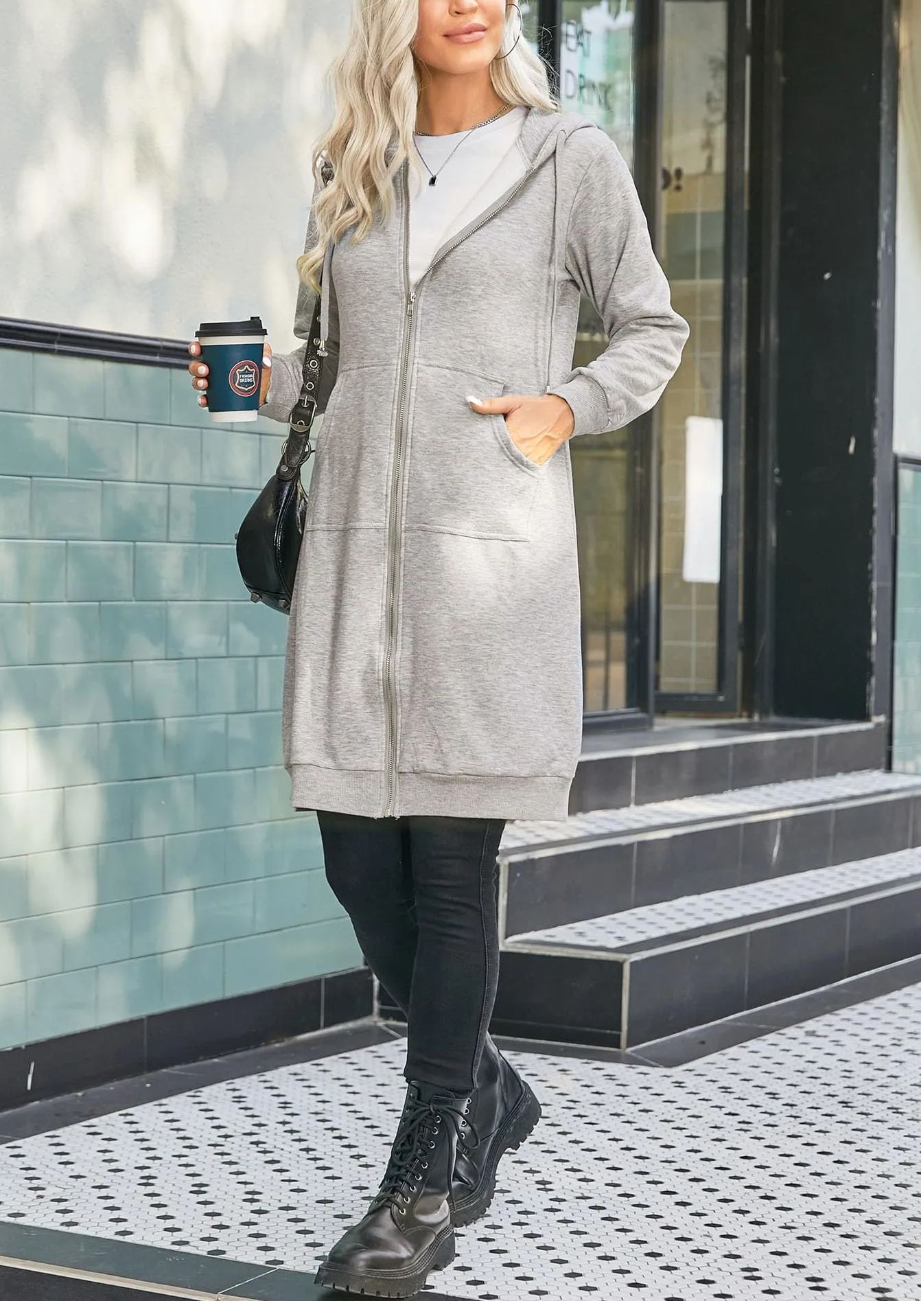 Womens Casual Zip up Fleece Hoodies Long Hoodie Jacket