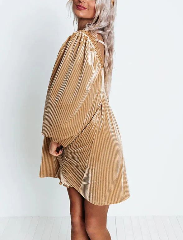 Womens Solid Color Elegant Velvet Babydoll Holiday Dress (BUY 2 FREE SHIPPING)