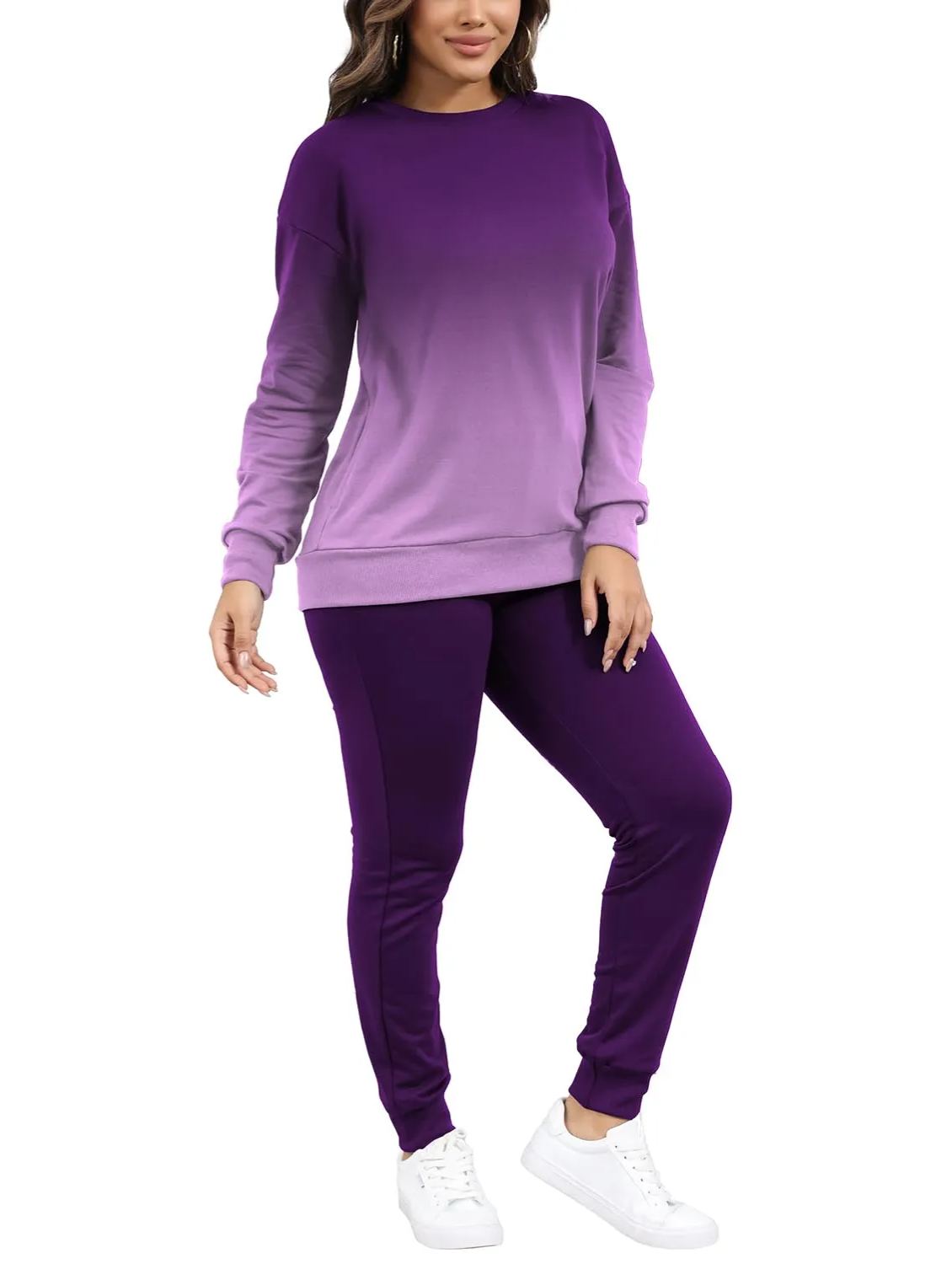 Women Casual Long Sleeve Jogger Tracksuits Lounge Sets With Pockets