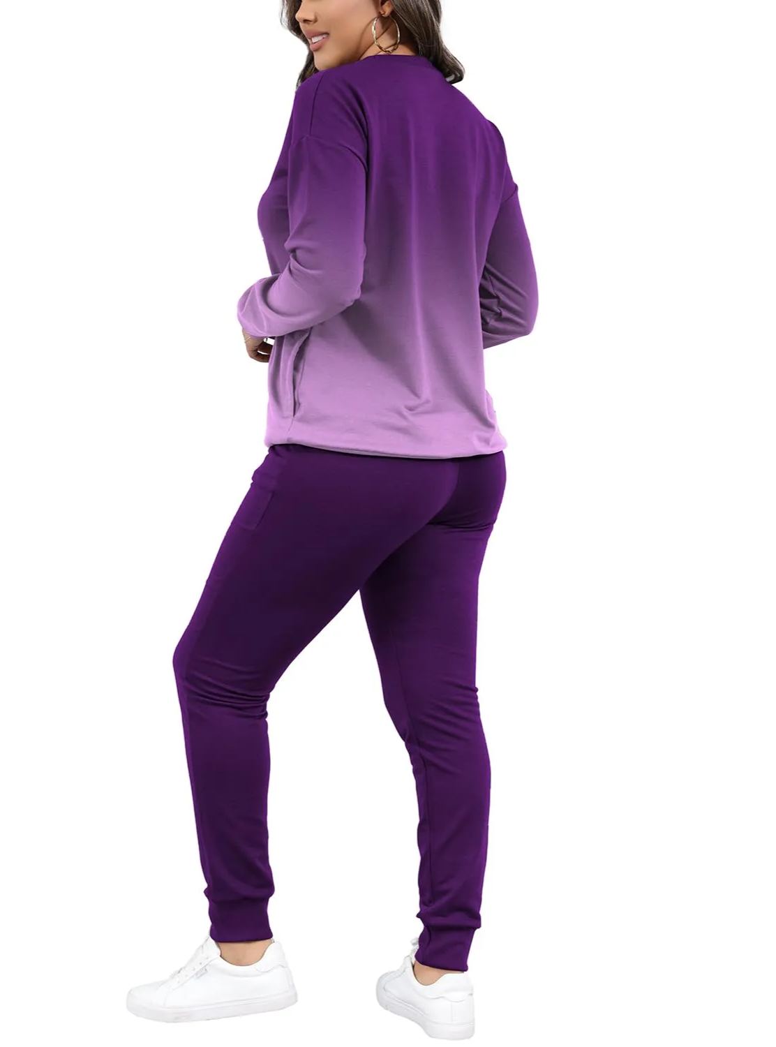 Women Casual Long Sleeve Jogger Tracksuits Lounge Sets With Pockets