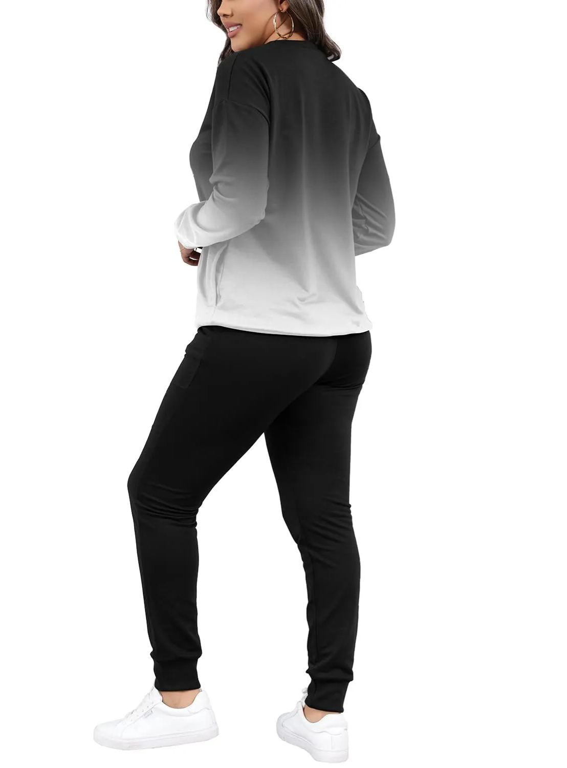 Women Casual Long Sleeve Jogger Tracksuits Lounge Sets With Pockets